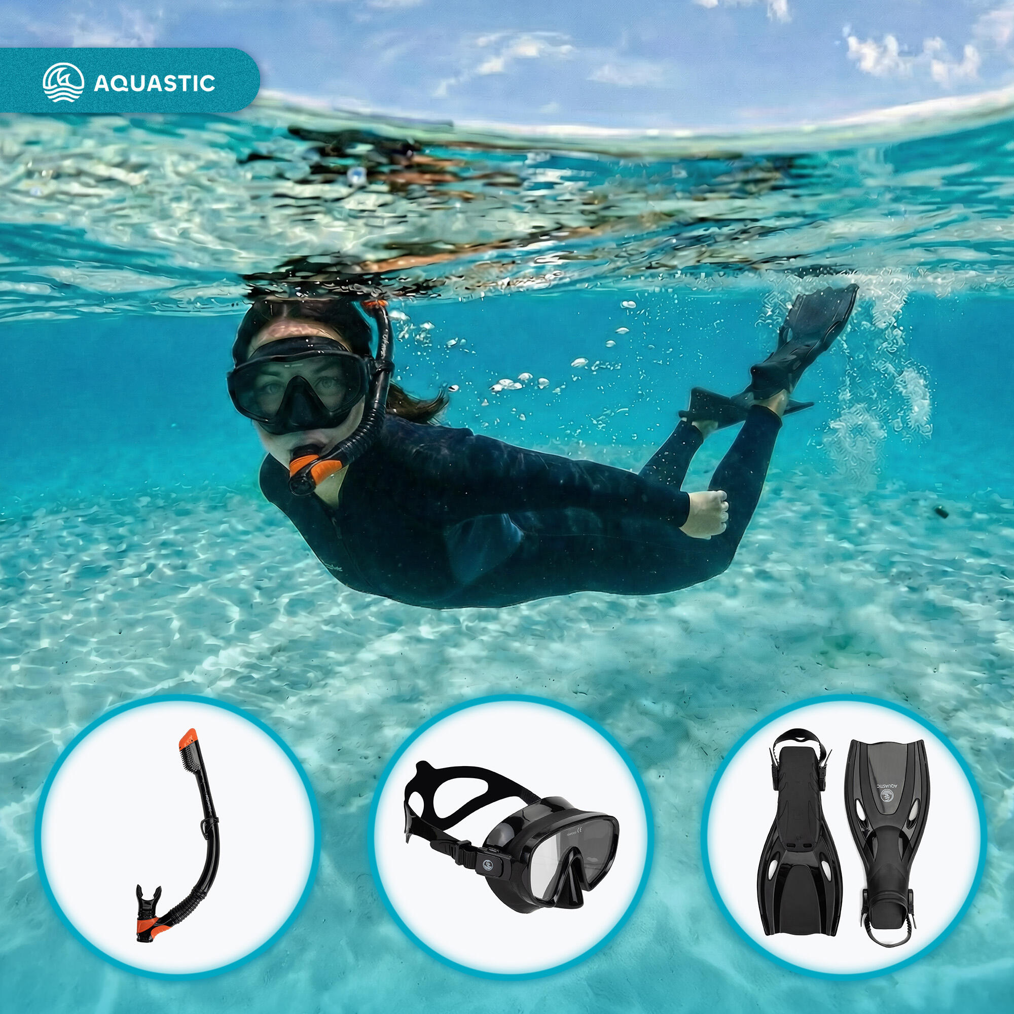 Ensemble de plongée en apnée AQUASTIC Cove 5/7