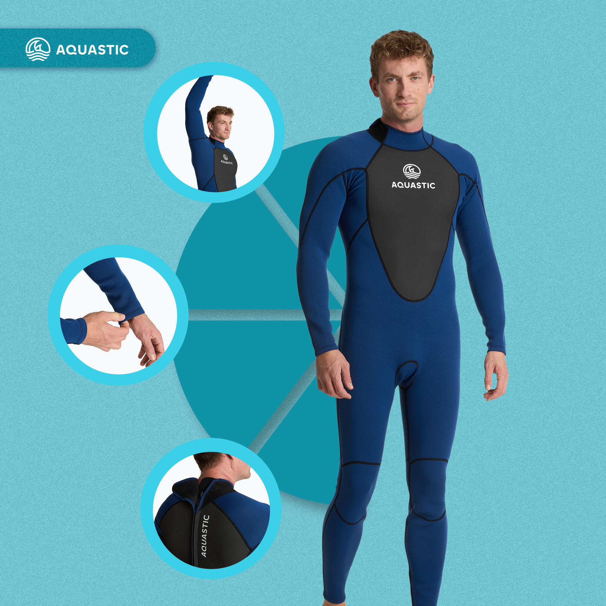 Mannen surfboard foam AQUASTIC van 3/2 mm neopreen WAVEY 3/7