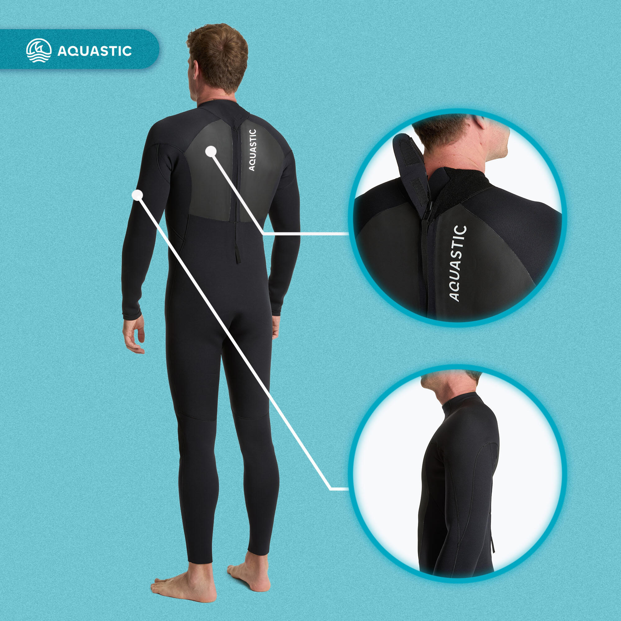 Combinaison de surf pour homme AQUASTIC en néoprène 4/3 mm WAVEY 5/7