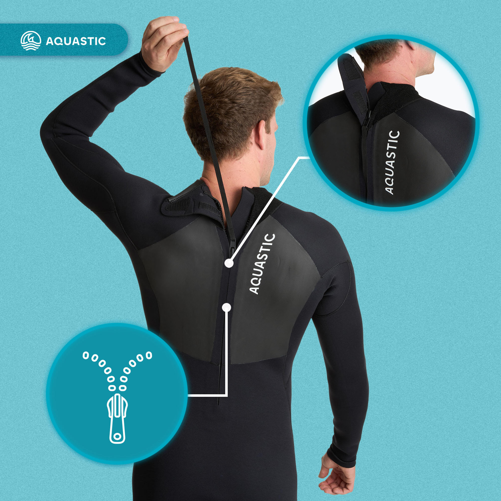 Combinaison de surf pour homme AQUASTIC en néoprène 4/3 mm WAVEY 4/7