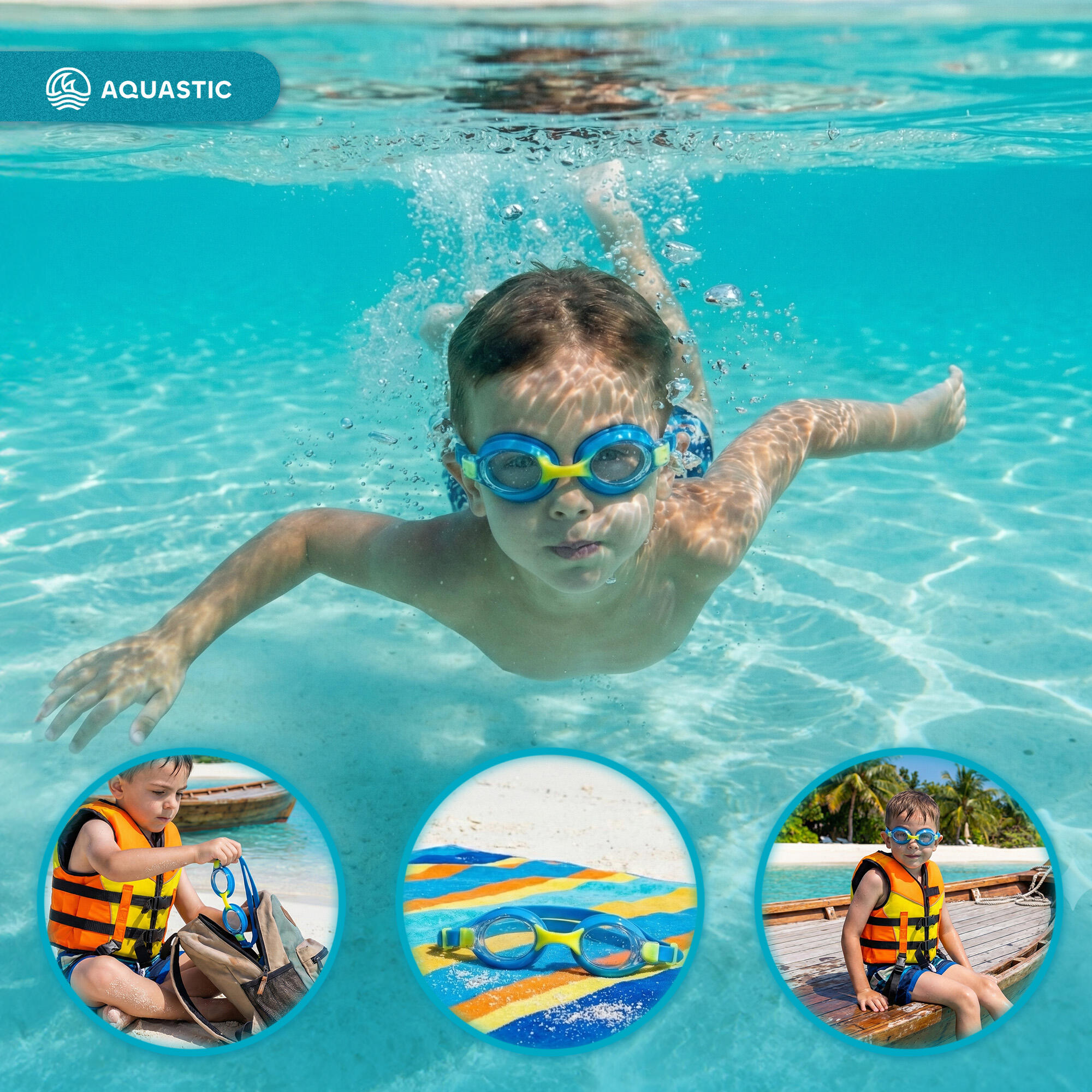 Lunettes de natation enfant AQUASTIC Tunny 4/7