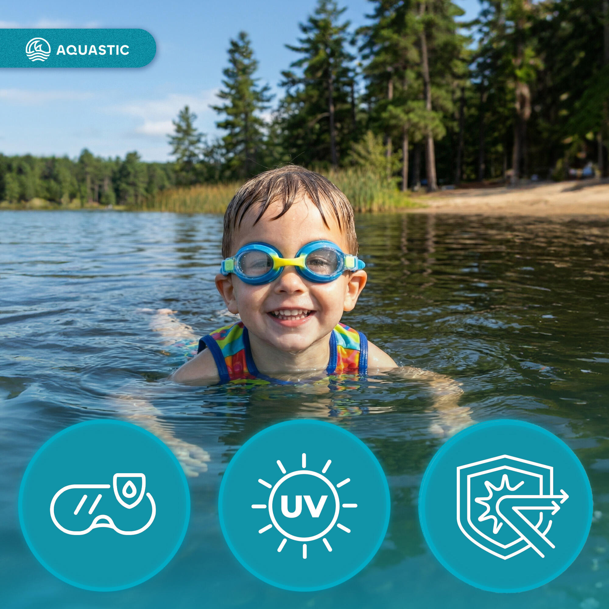 Lunettes de natation enfant AQUASTIC Tunny 6/7