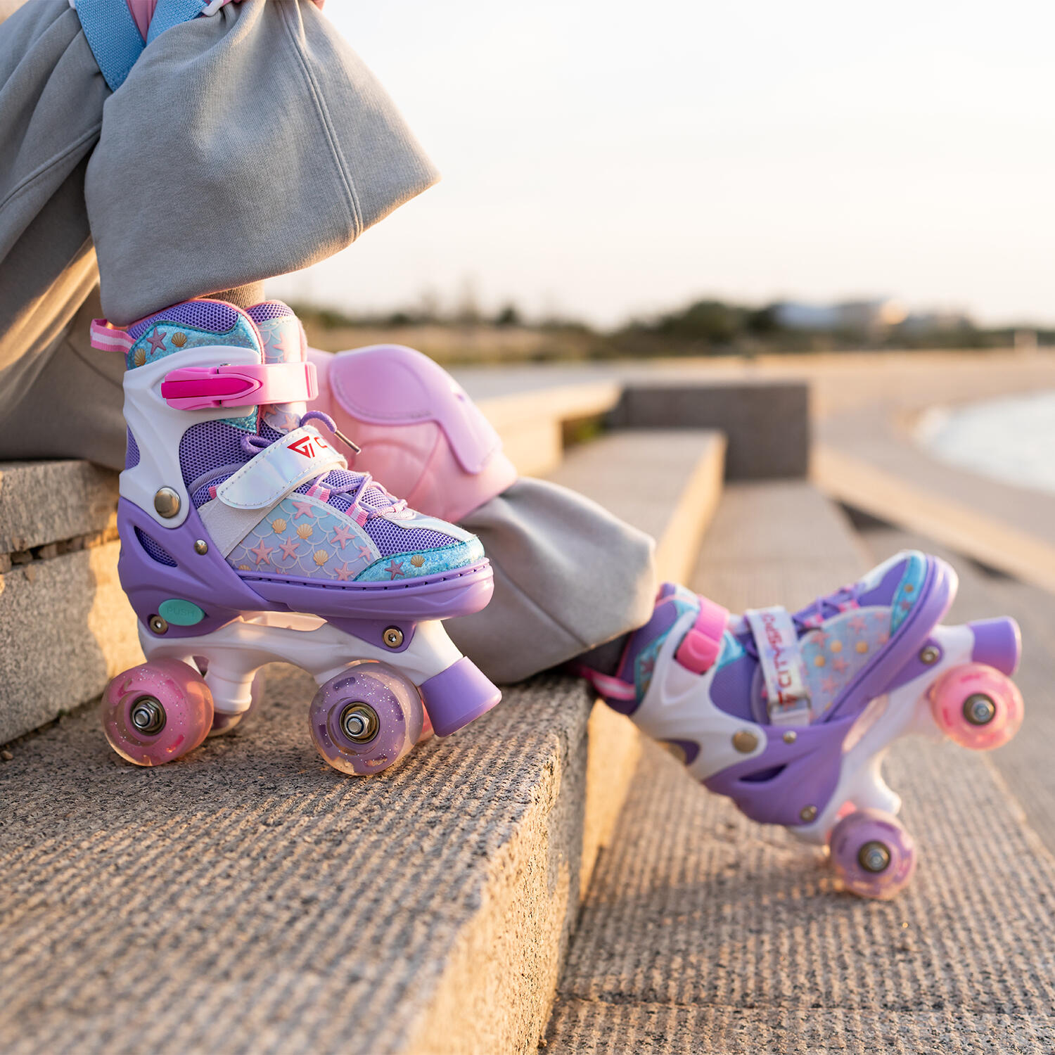 Patins à Roulettes Enfant CITYSPORTS LB5 35-38 Rose Lumineux 5/7