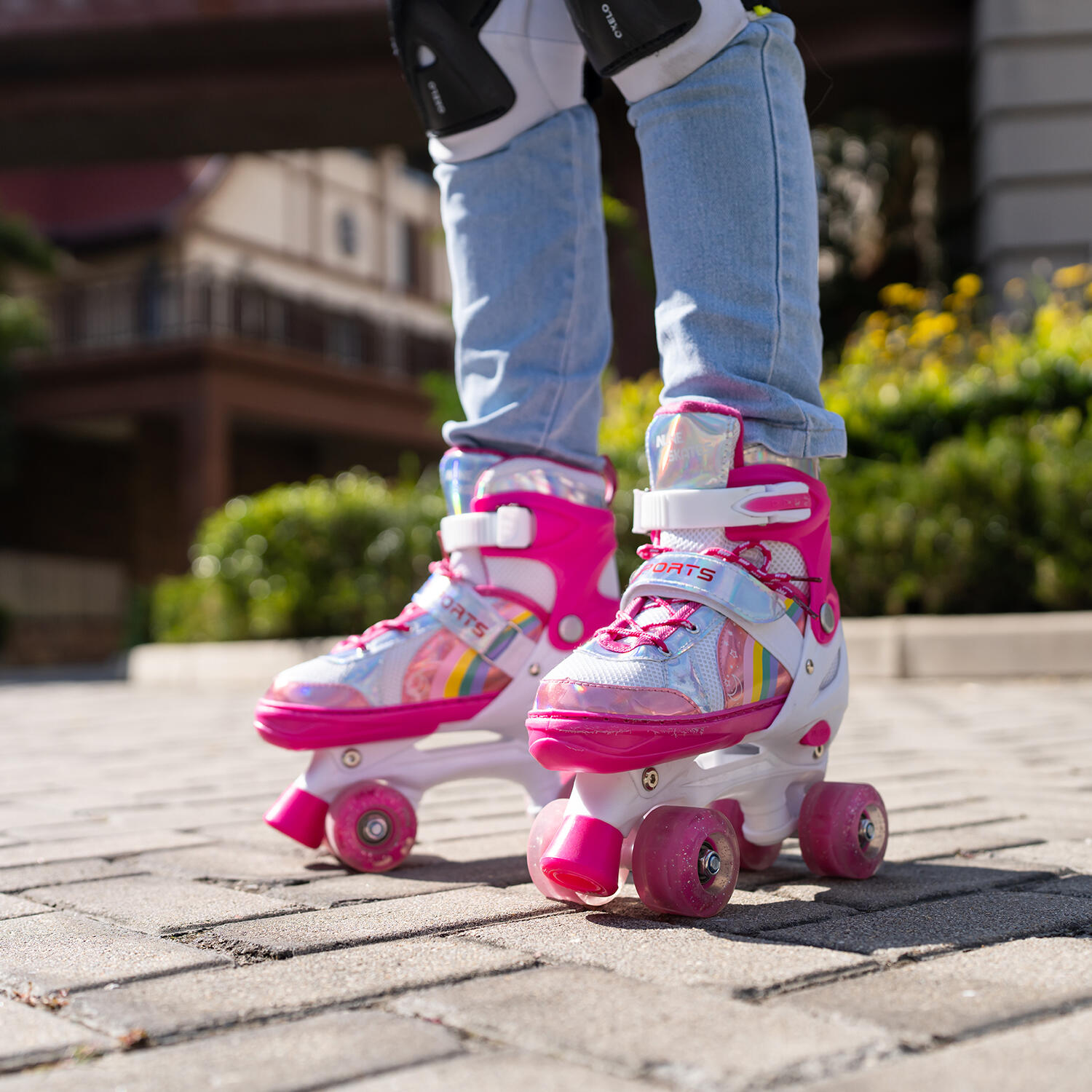 Pattini a Rotelle Bambini CITYSPORTS Regolabili LB1 35-38 Rosa Luci 5/6