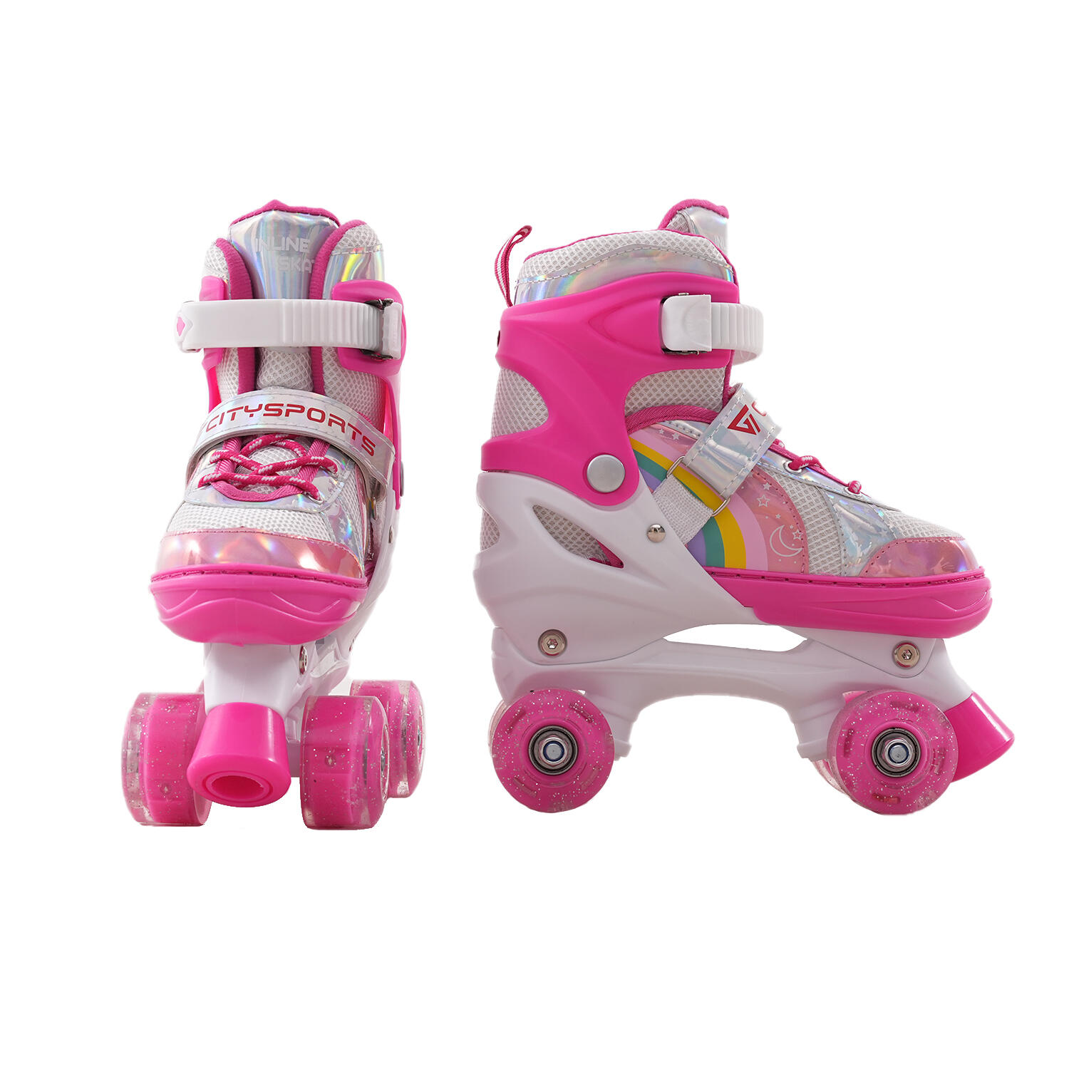 Pattini a Rotelle Bambini CITYSPORTS Regolabili LB1 35-38 Rosa Luci 4/6
