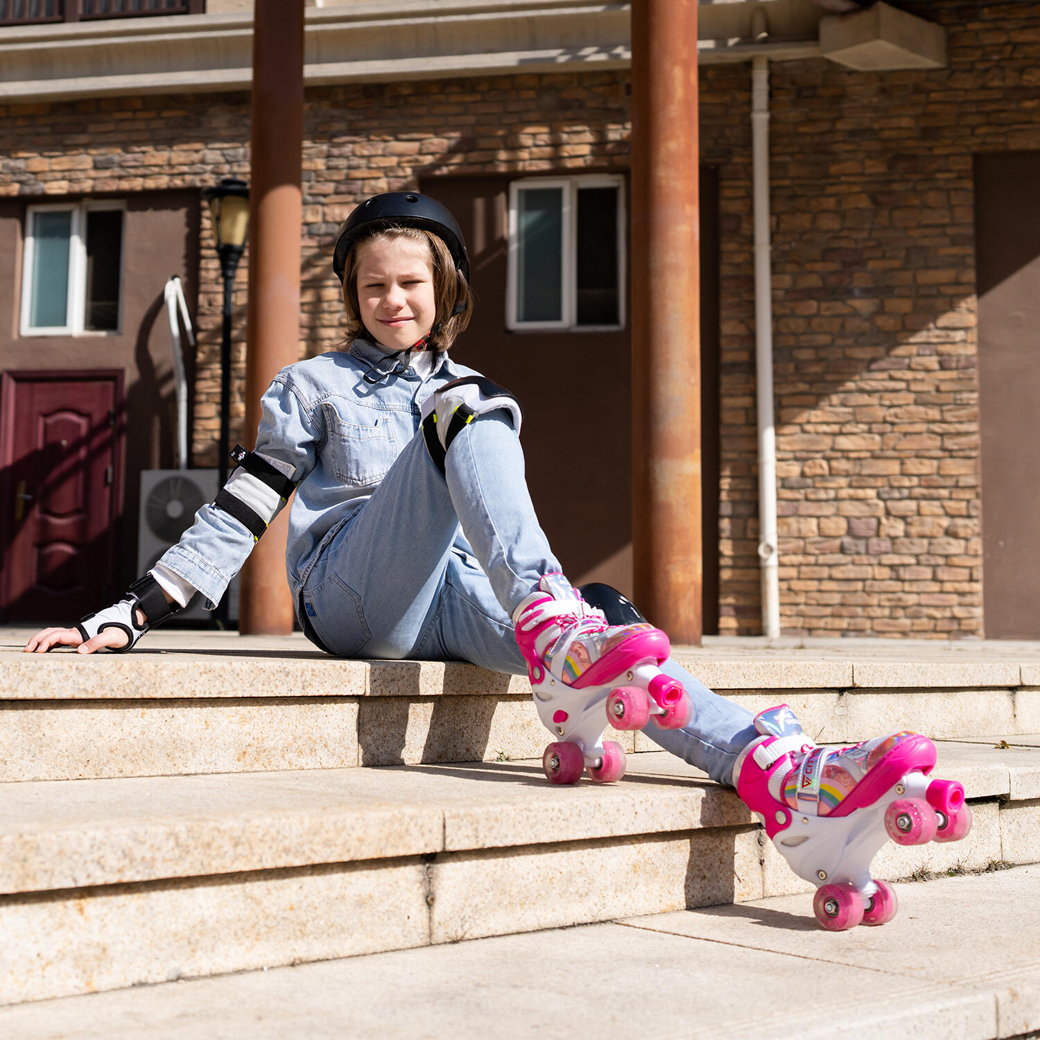 Pattini a Rotelle Bambini CITYSPORTS Regolabili LB1 35-38 Rosa Luci 6/6