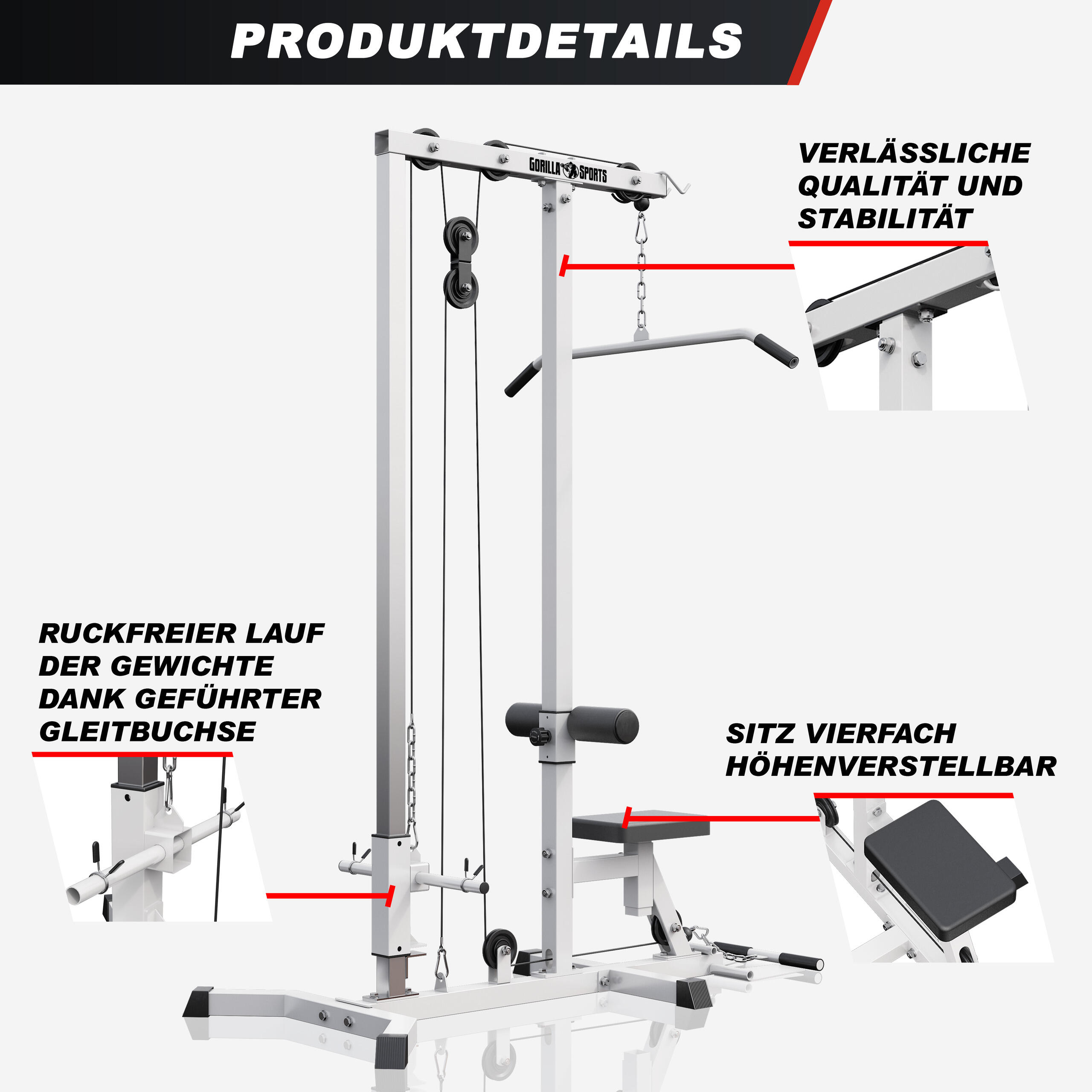 Station Tirage Musculation - LAT Pulldown Machine, Musculation Dos, Ajustable 3/7