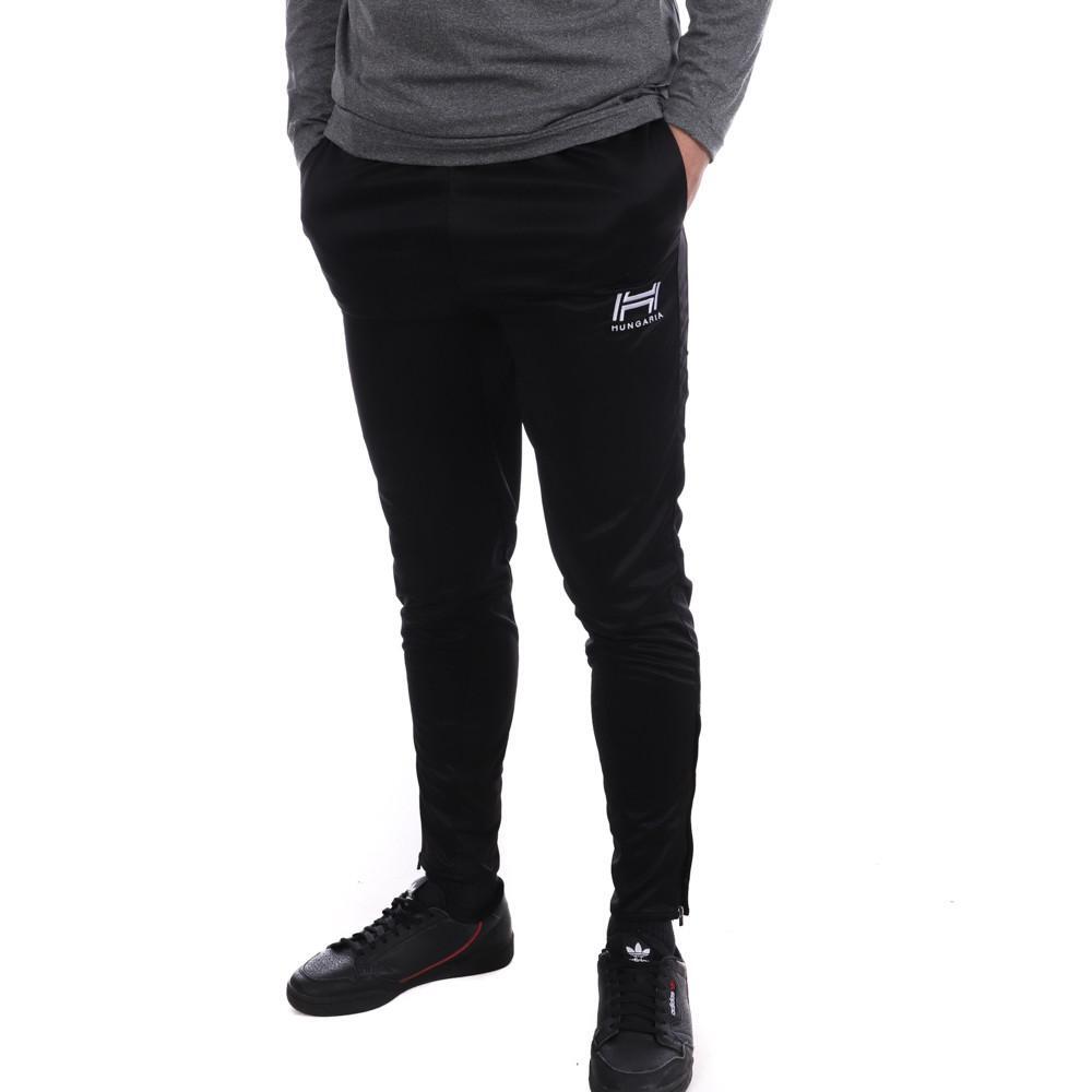 Men's Hungaria Premium Long Training Tracksuit Bottoms Black