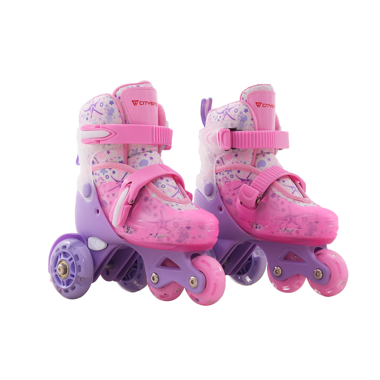 Pattini a Rotelle Bambini CITYSPORTS LB3 31-34 Rosa Ruote Luminose 6/6