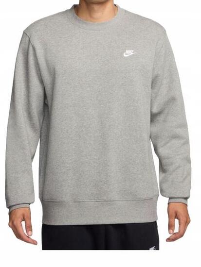 Bluza Męska Nike Sportowa Bez Kaptura Szara Bawełniana