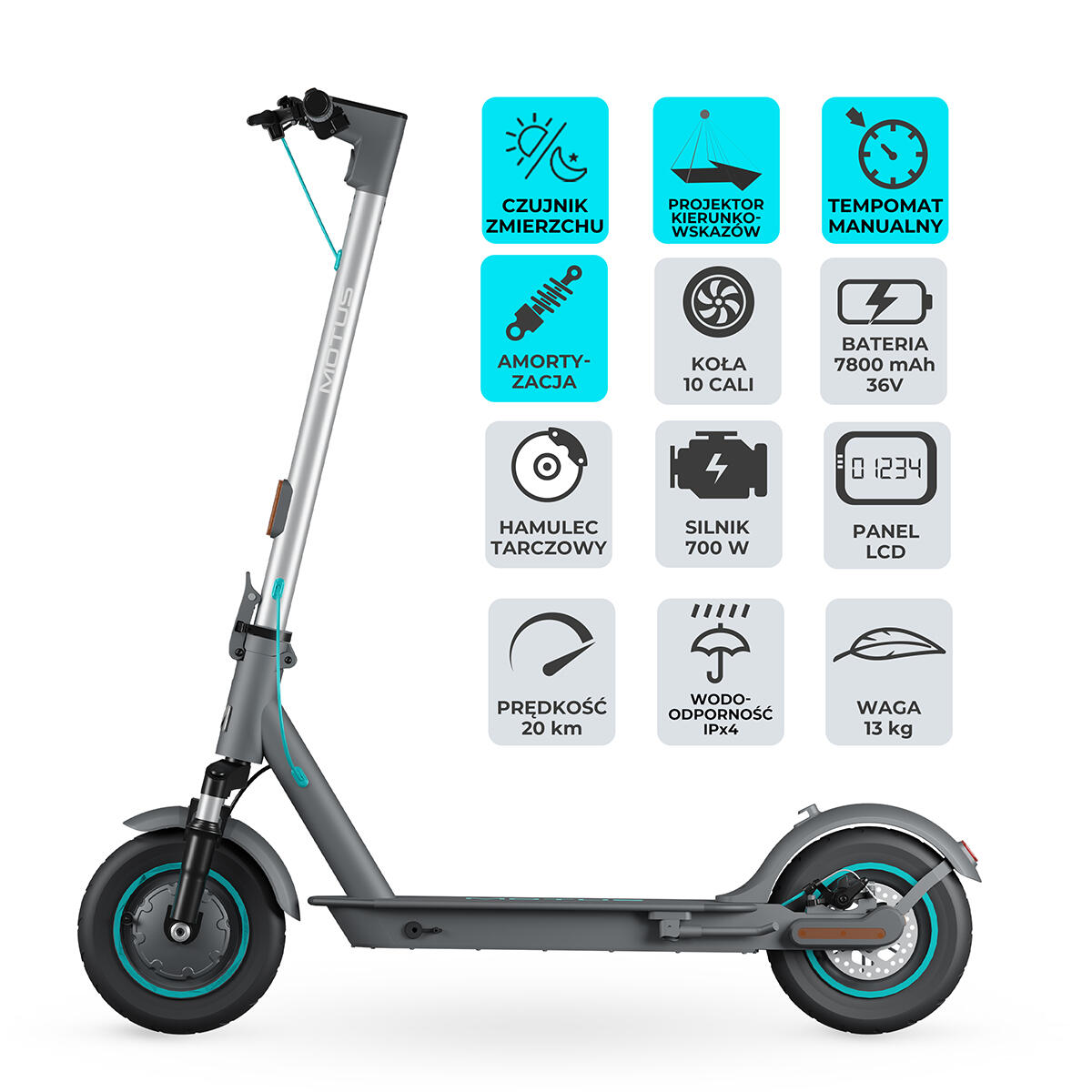 Second Life Hulajnoga elektryczna Motus Scooty 10 Lite Gen 6, 700W - stan dobry 2/7