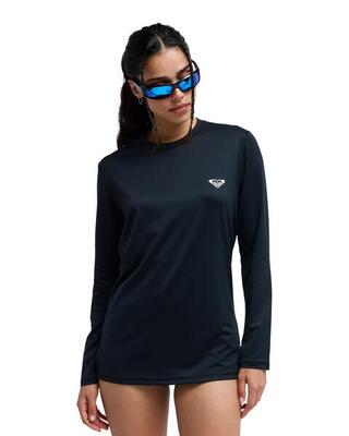 Langärmliger rashguard happy waves schwarz dames