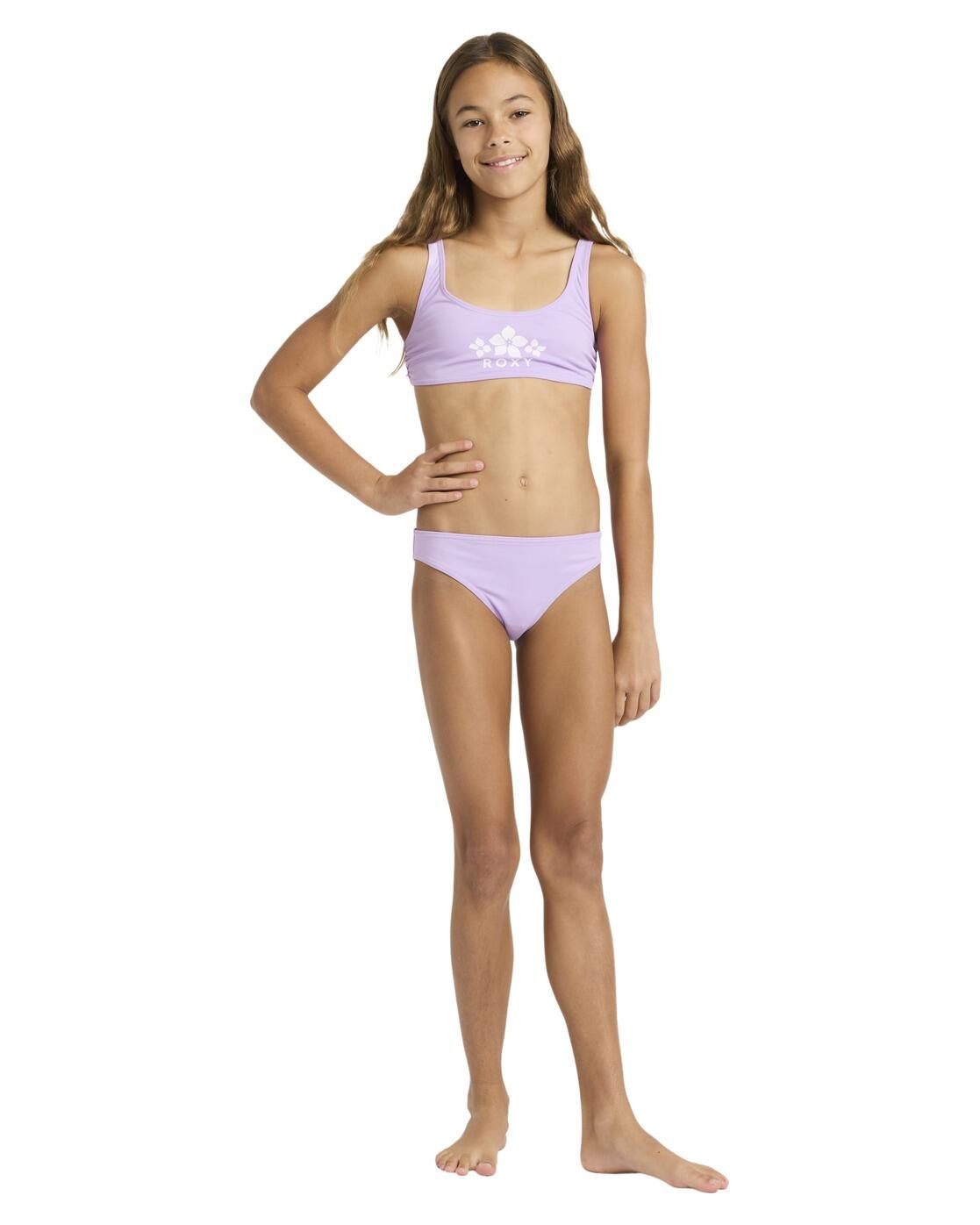 Zweiteiliges Bralette-Bikini-Set SOLID ACTIVE SET Lila Mädchen 6-16 3/4