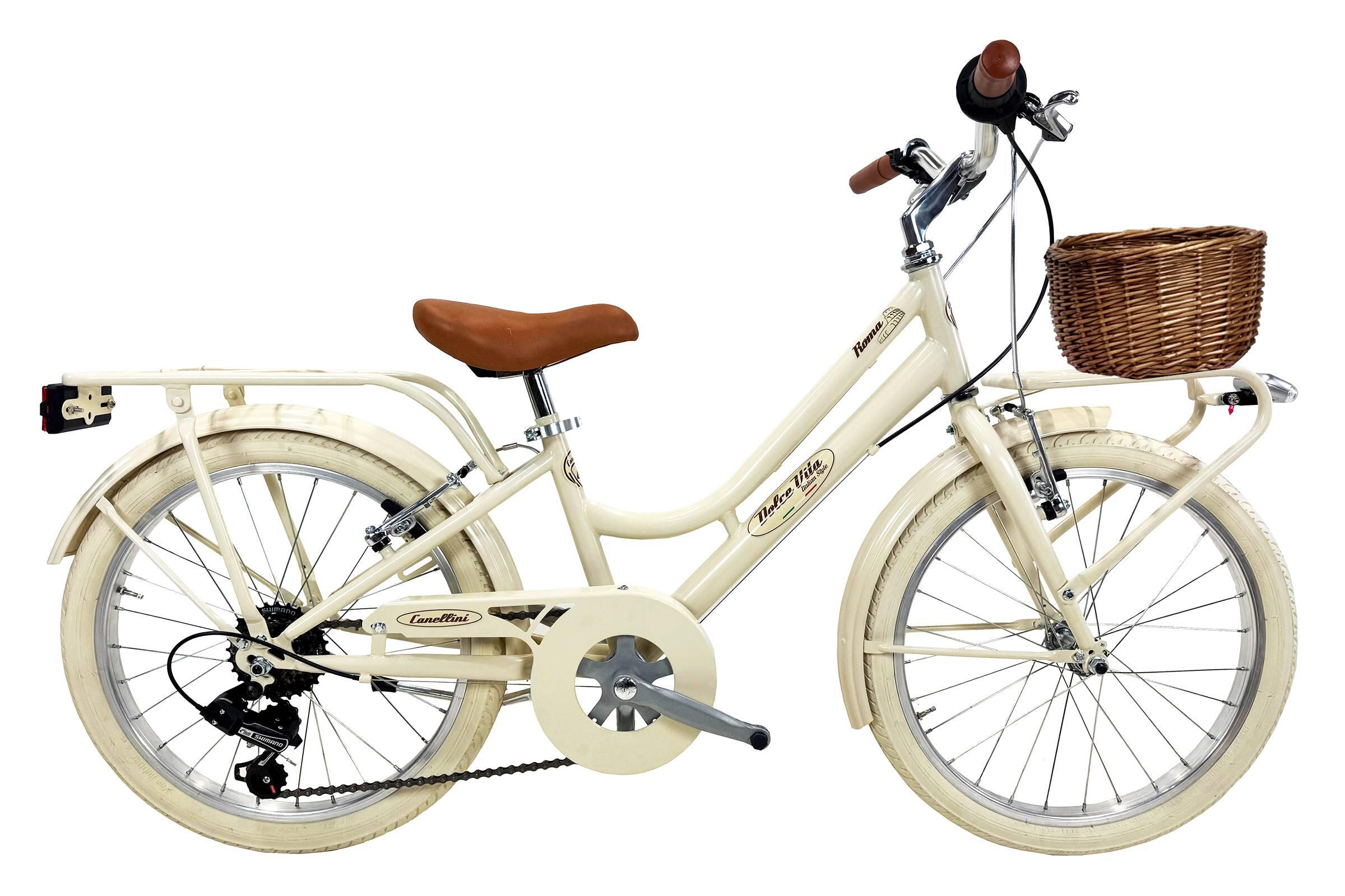 Bicicletă pentru fete Dolce Vita by Canellini ROMA 20 6 viteze cu coș - Crem