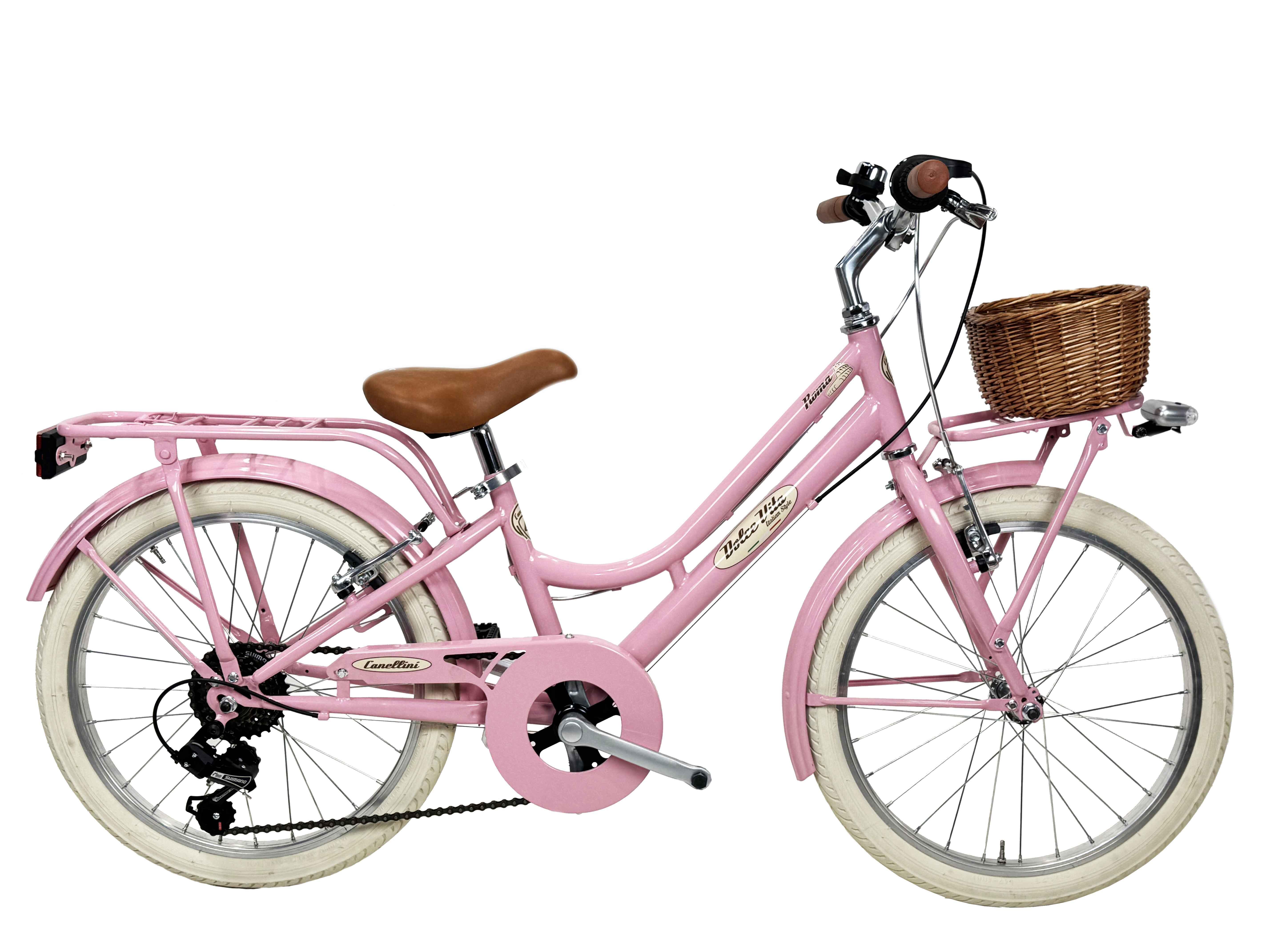 Bicicletă pentru fete Dolce Vita by Canellini ROMA 20 6 viteze cu coș - Roz