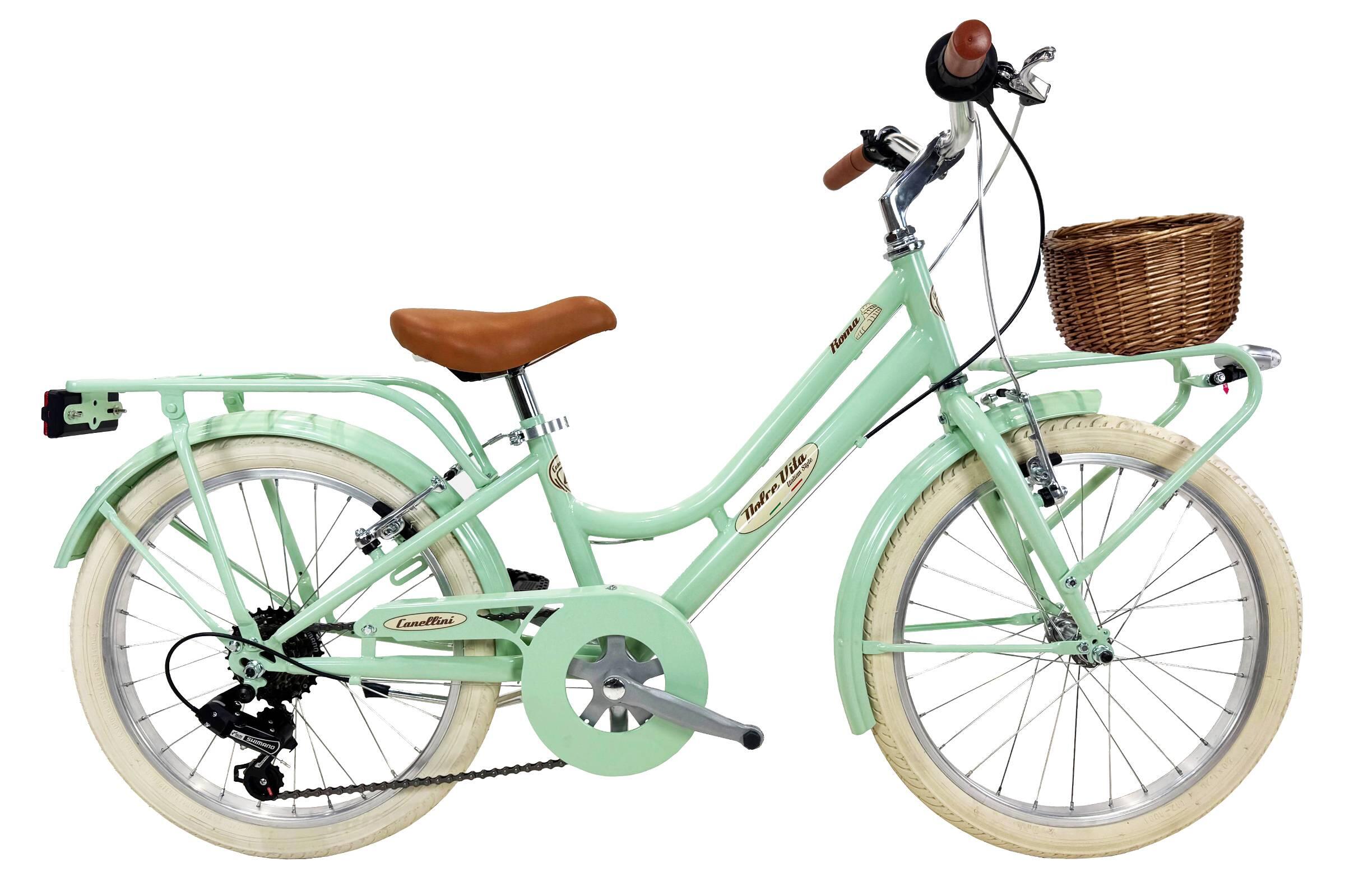 Bicicletă pentru fete Dolce Vita ROMA 20 6 viteze cu coș - Verde deschis