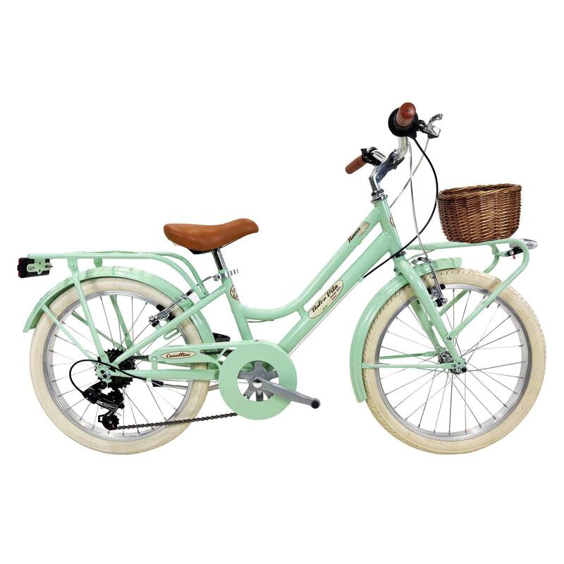 Bicicletă pentru fete Dolce Vita ROMA 20" 6 viteze cu coș - Verde deschis