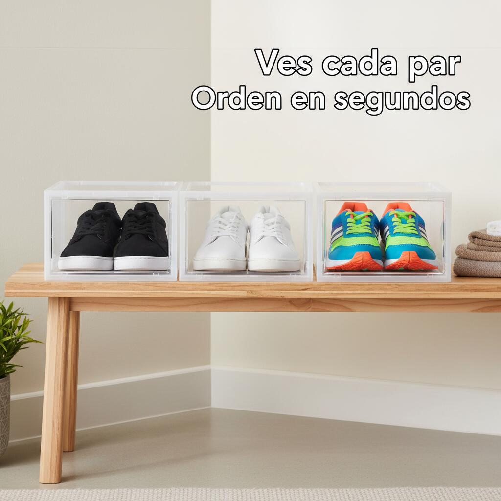 Zapatero modular de plástico apilable con apertura frontal – Pack 16 cajas 4/7