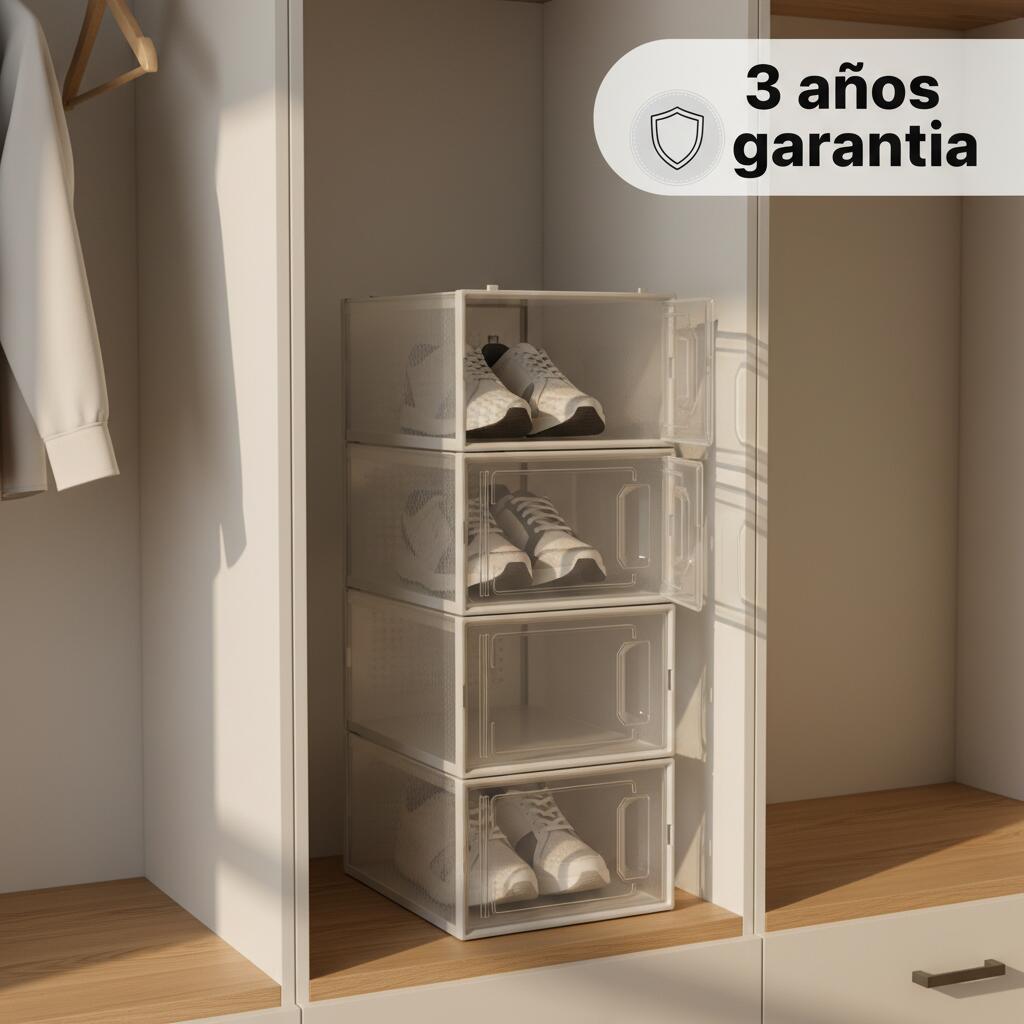 Zapatero modular de plástico apilable con apertura frontal – Pack 16 cajas 5/7