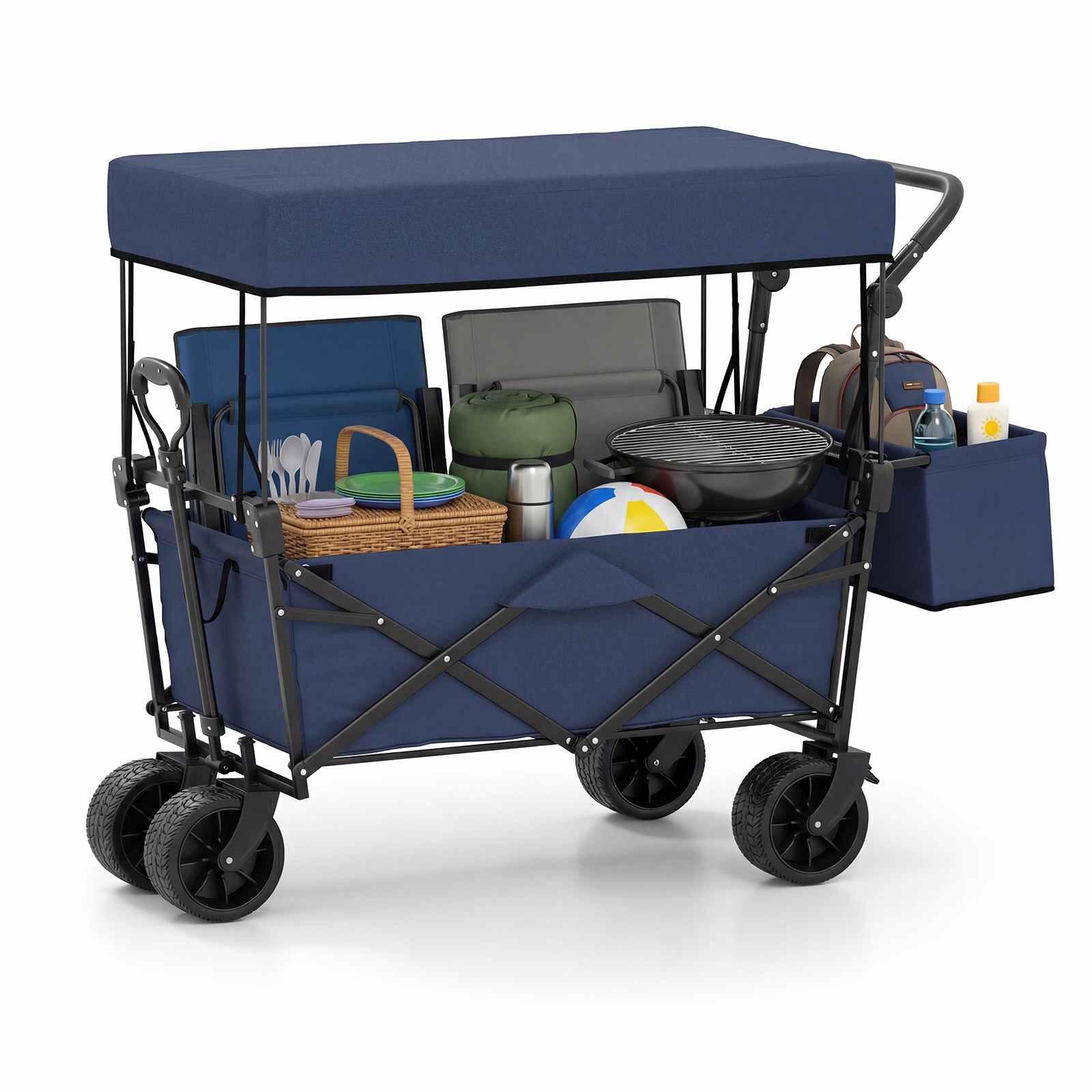 Costway Wagon Cart Folding Utility Trolley Outdoor Canopy Beach Camping Shopping