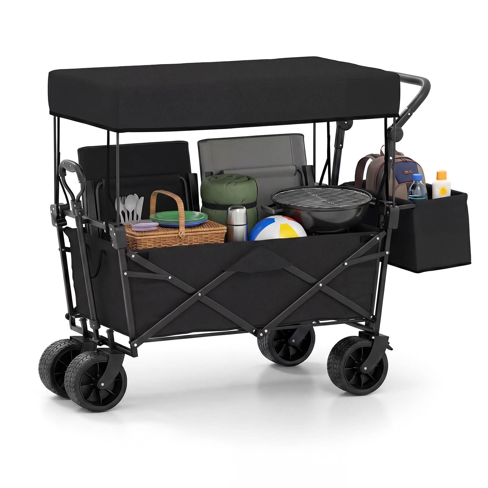 Costway Wagon Cart Folding Utility Trolley Outdoor Canopy Beach Camping Shopping
