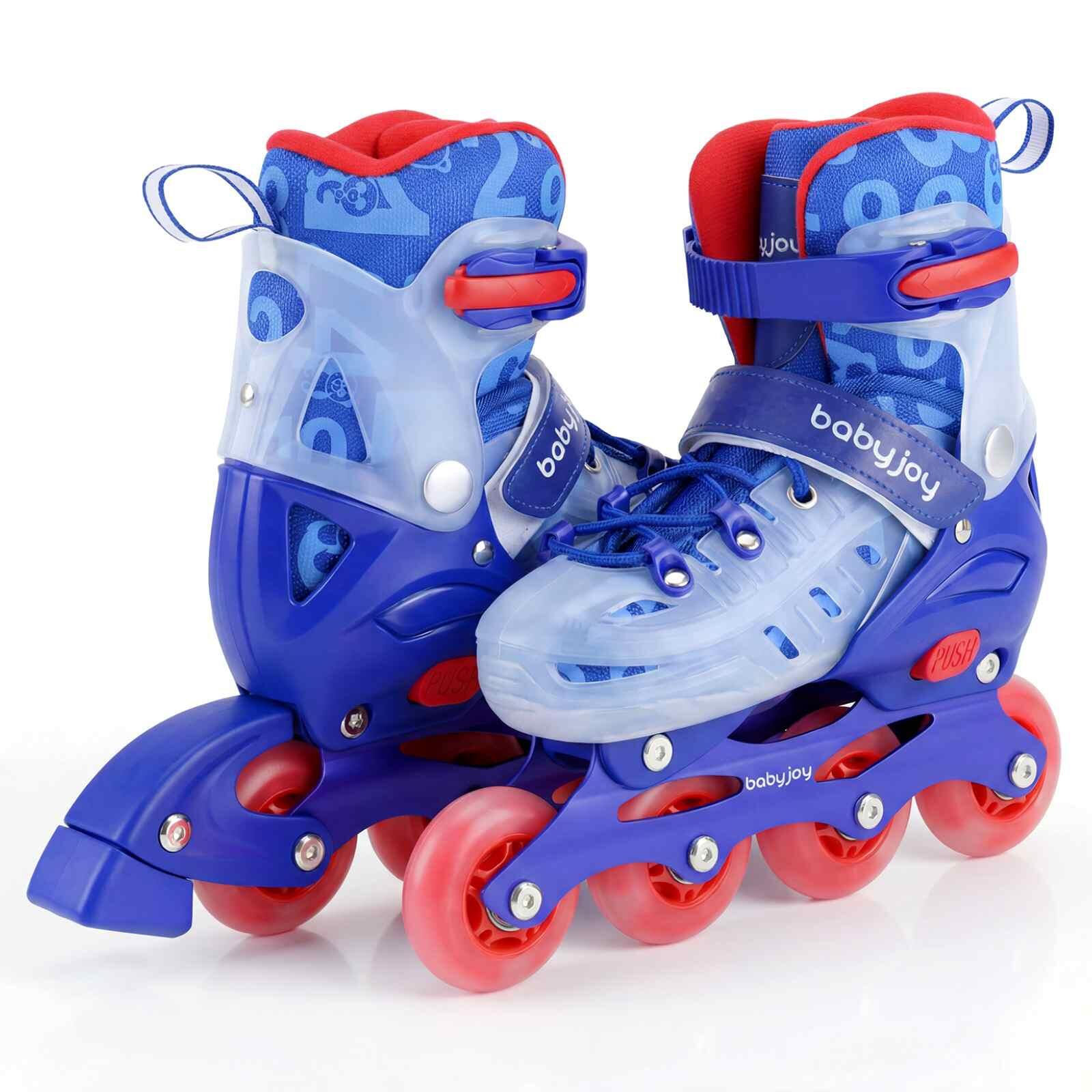 Costway 4-Size Adjustable Roller Skates Light Up Wheels Beginner Age 7-9