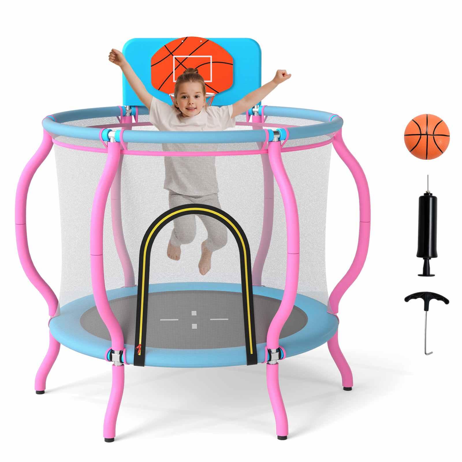 Costway Pumpkin Trampoline w/Basketball Hoop