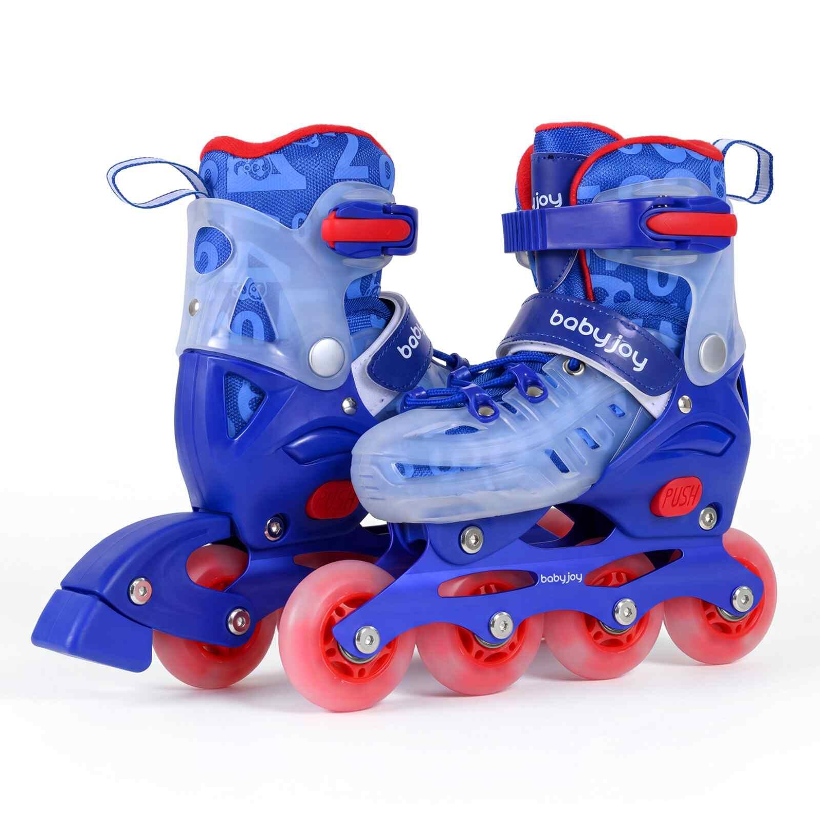 Costway 4-Size Adjustable Roller Skates Light Up Wheels Beginner Age 5-7