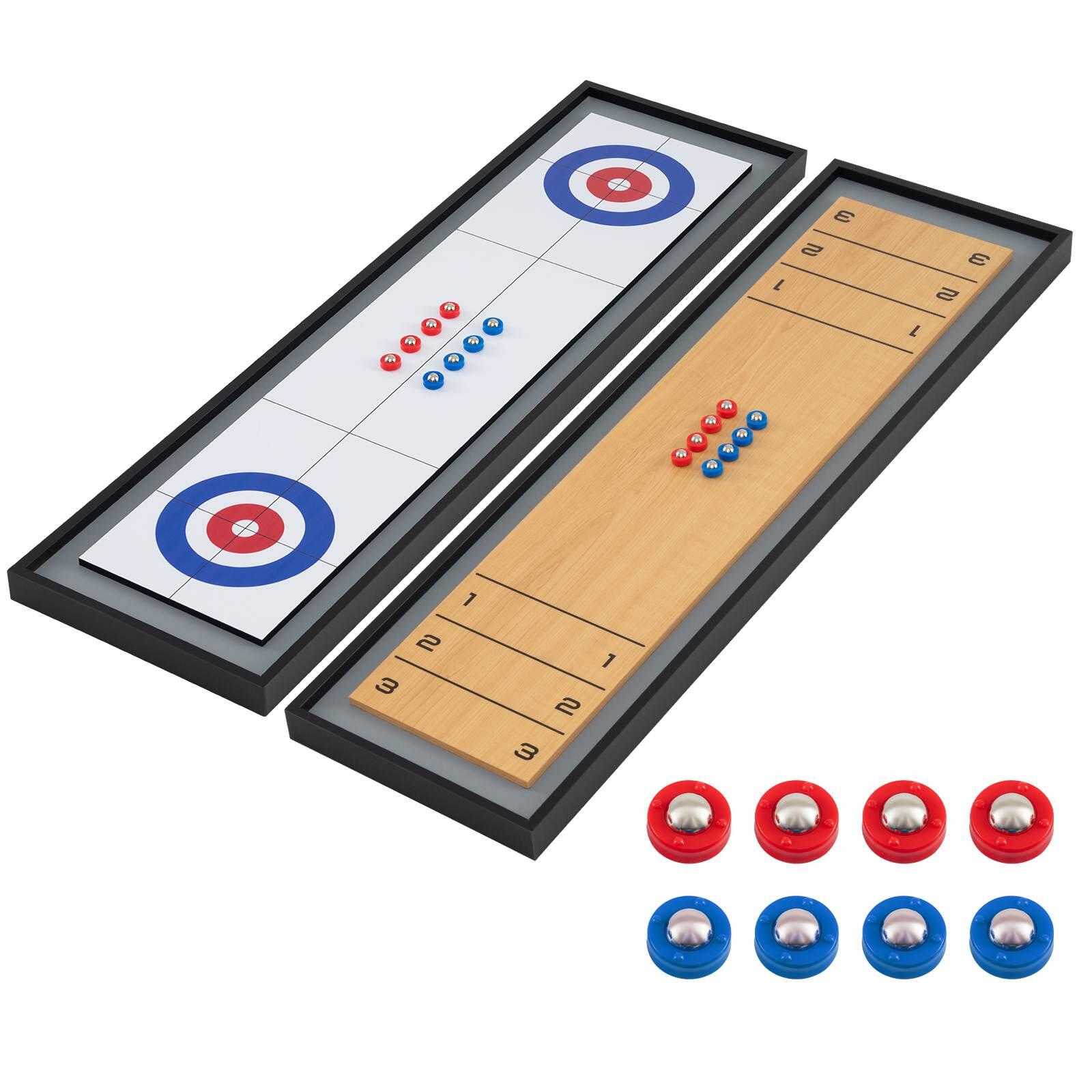 Costway 114cm Portable Shuffleboard Curling 2 in 1 Combo Board Game Set 8 Pucks