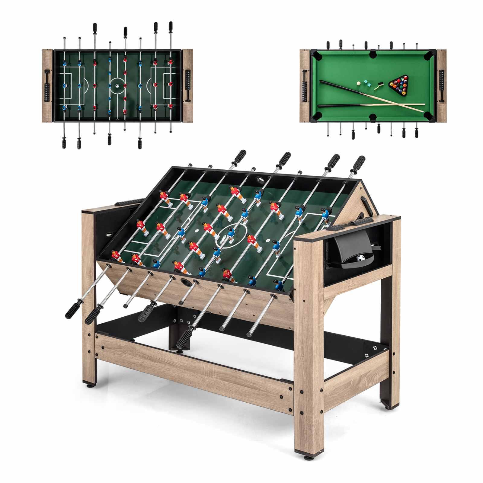 Costway Swivel Combo Game Table w/ Billiard and Football