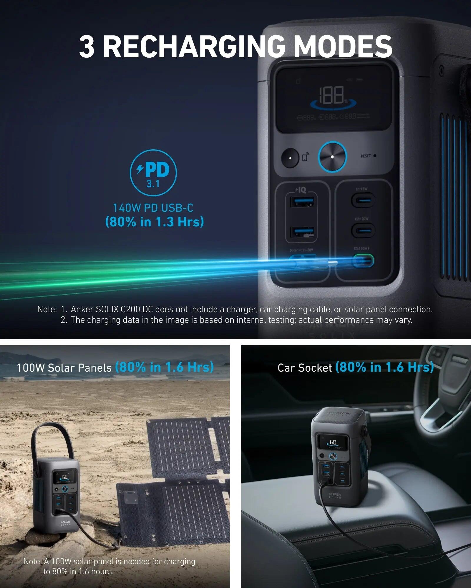 Anker SOLIX C200 DC Portable Power Station 60,000mAh (192Wh) 200W