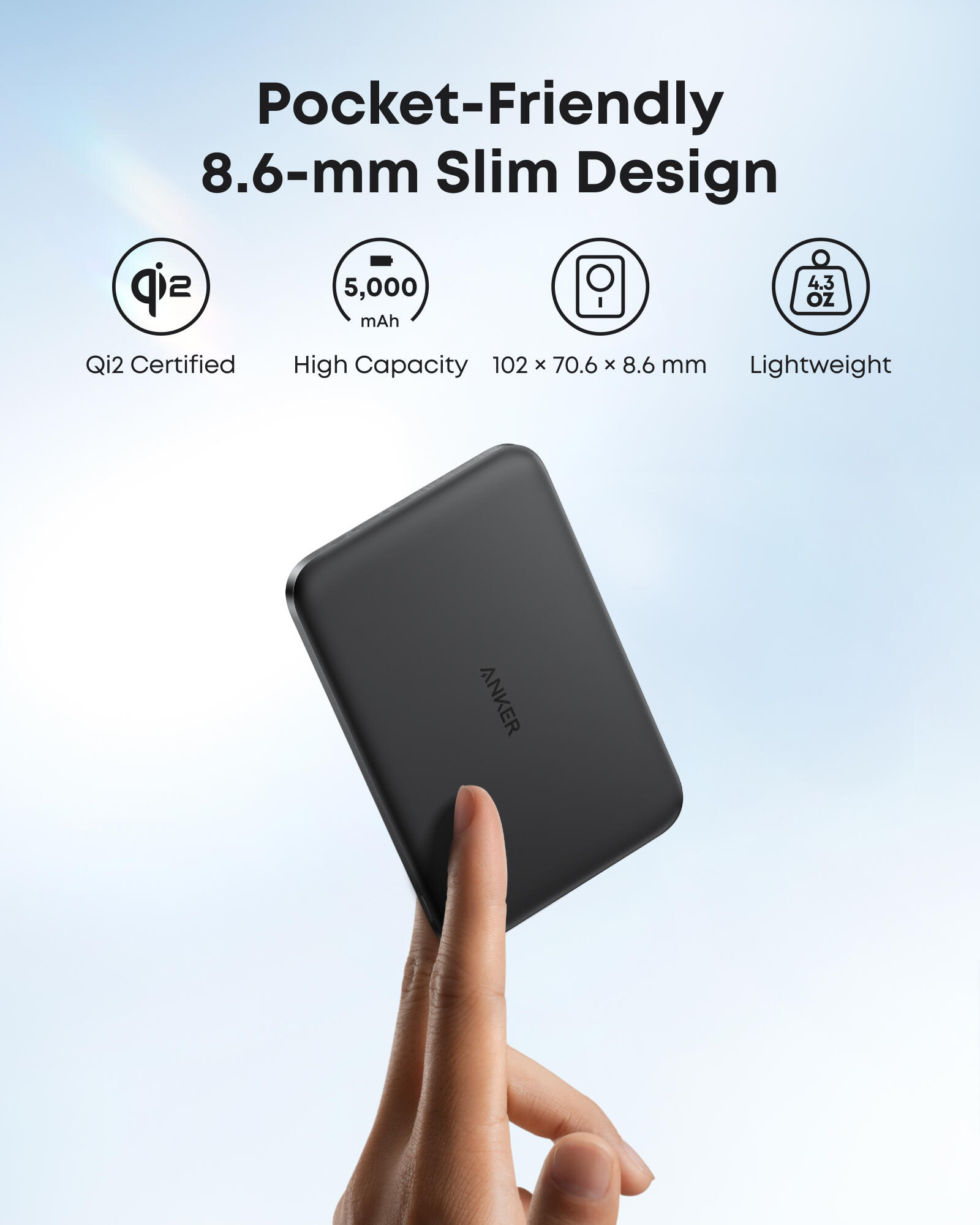 Anker Nano Power Bank (5K, MagGo, Ultra-Slim) A1665