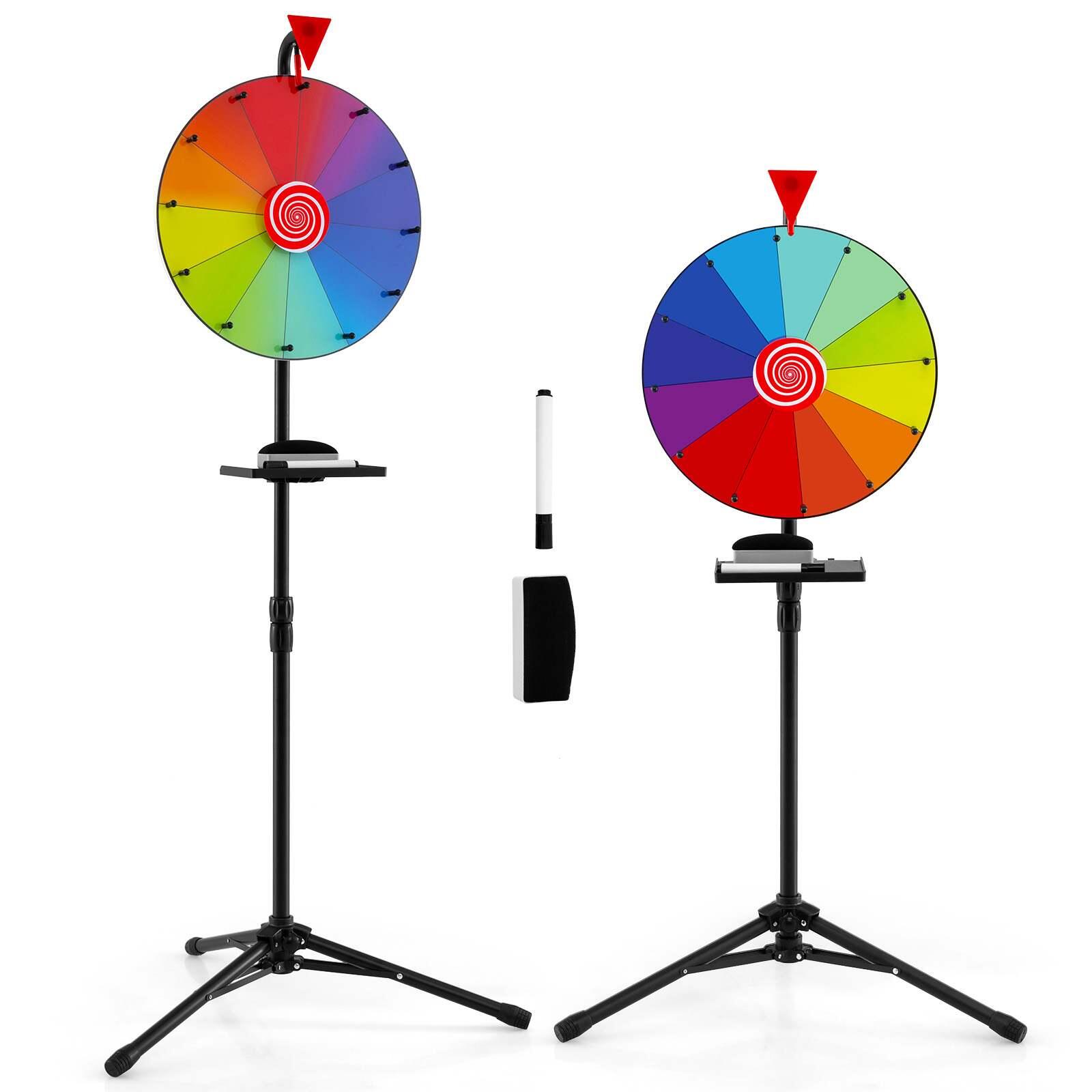 Costway Prize Wheel Spinner with Folding Tripod 12 Slot Editable Game Wheel