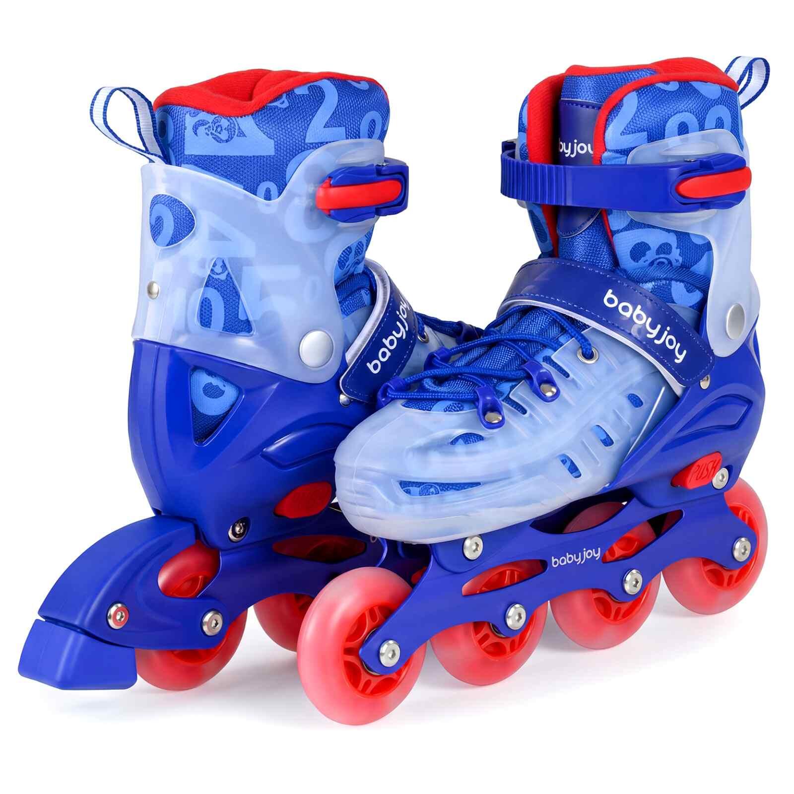 Costway 4 Size Adjustable Roller Skates Inline Skating Shoes Light Up Wheels