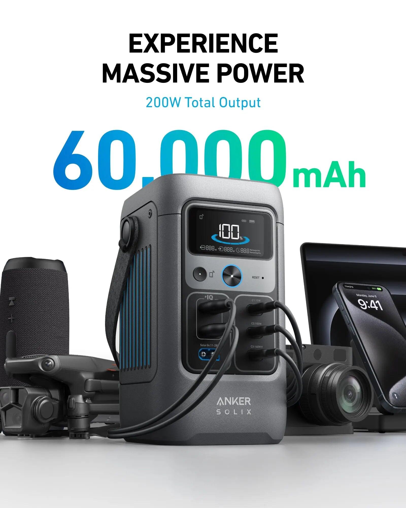 Anker SOLIX C200 DC Portable Power Station 60,000mAh (192Wh) 200W