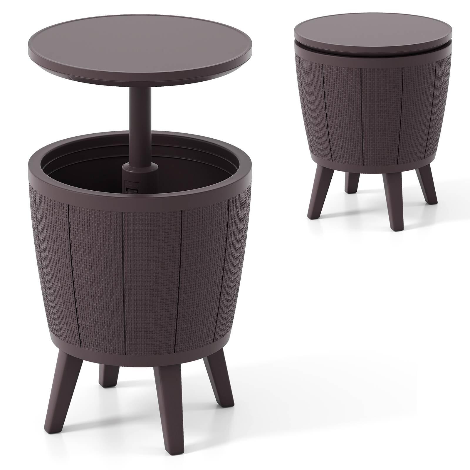 Costway Outdoor Cool Cocktail Bar Table All Weather 38L Lift Top Patio Cooler