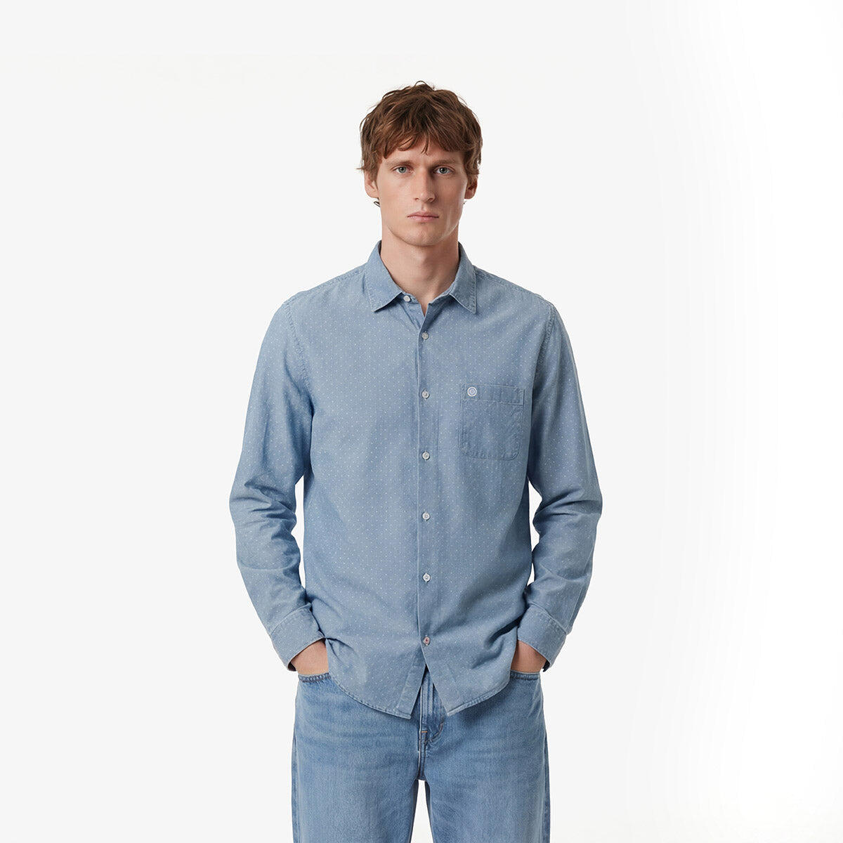 Camicia a maniche lunghe in denim di cotone 2/6