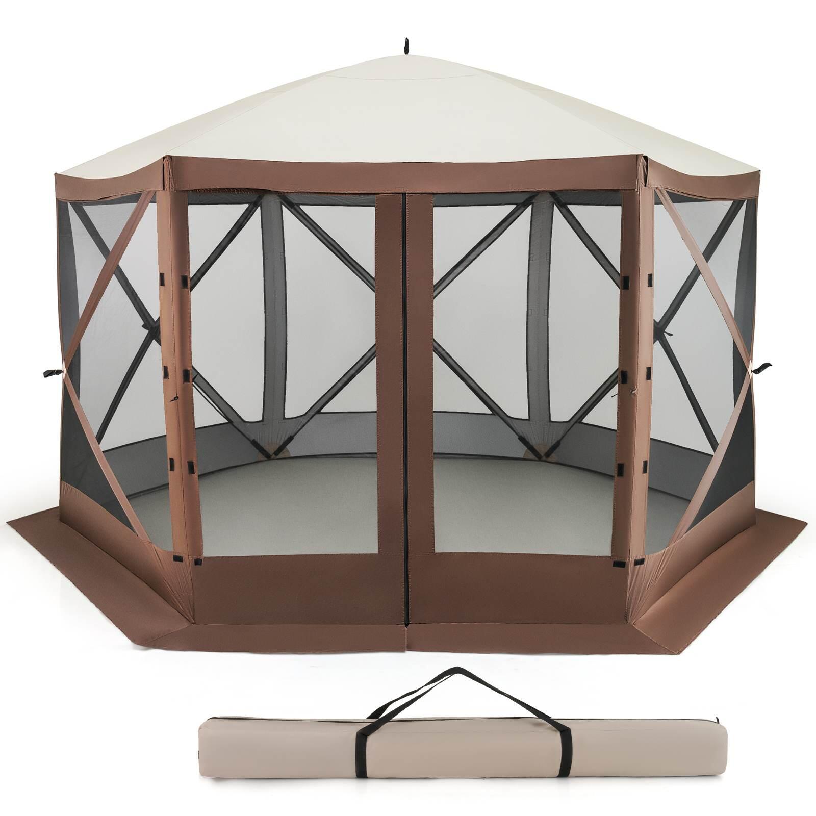 Costway 3.5x3.5M Pop up Canopy 6 Sided Gazebo Screen House with Mesh Walls