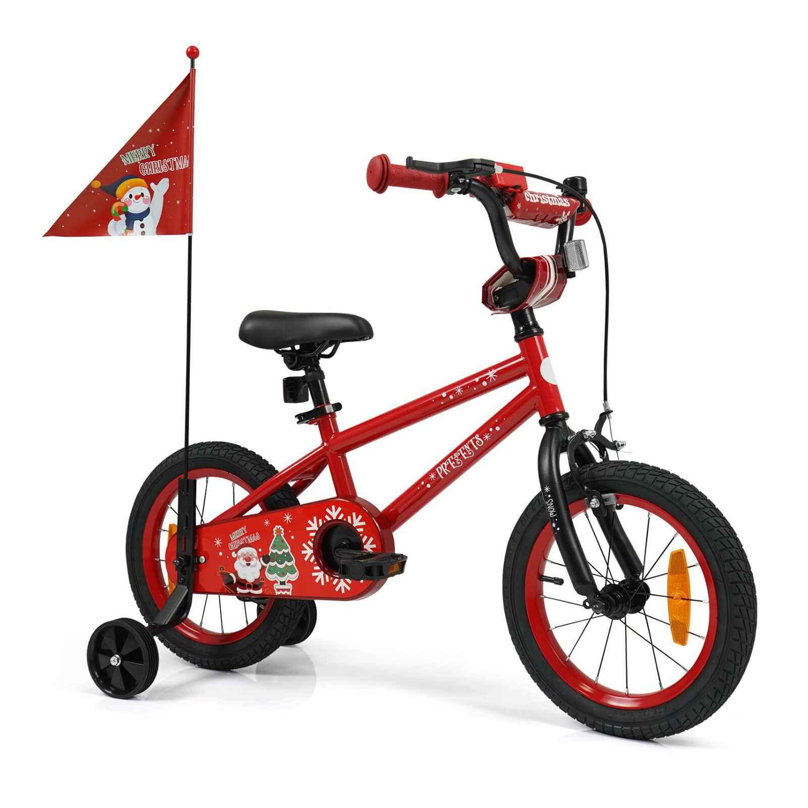 Costway 35CM Bike Training Bicycle with Music Flag and Pneumatic Tires