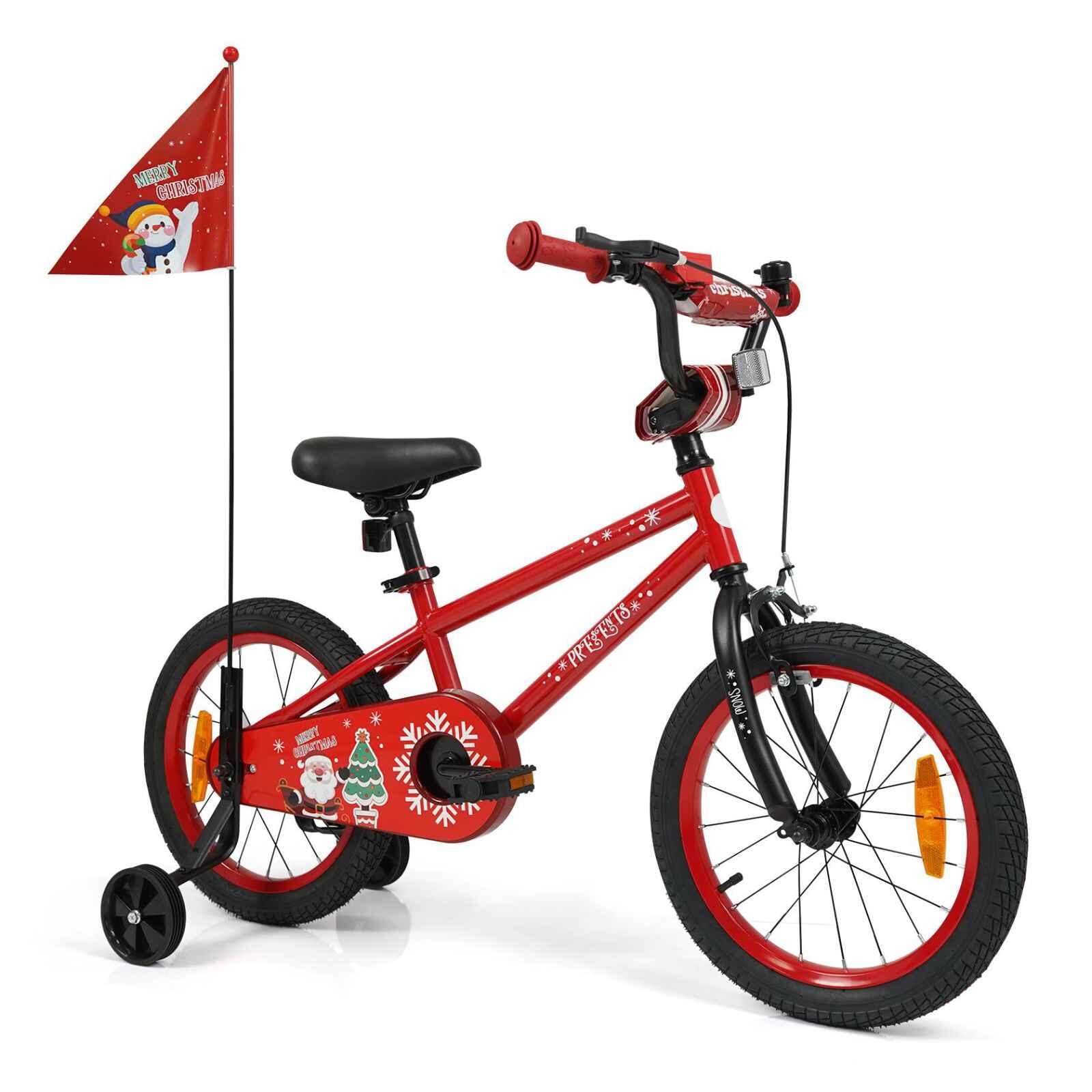Costway 40CM Bike Training Bicycle with Music Flag and Pneumatic Tires