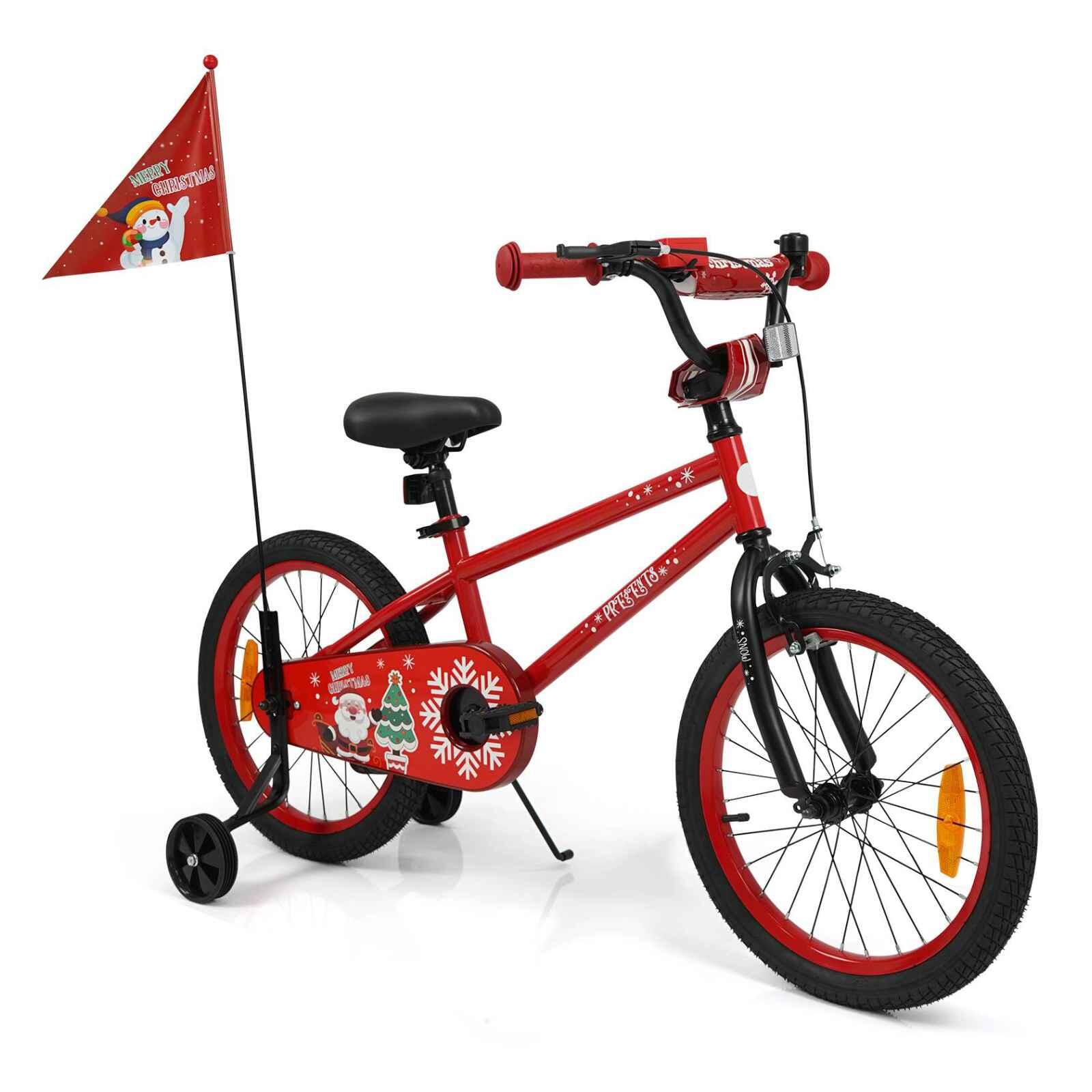 Costway 45CM Bike Training Bicycle with Music Flag and Pneumatic Tires