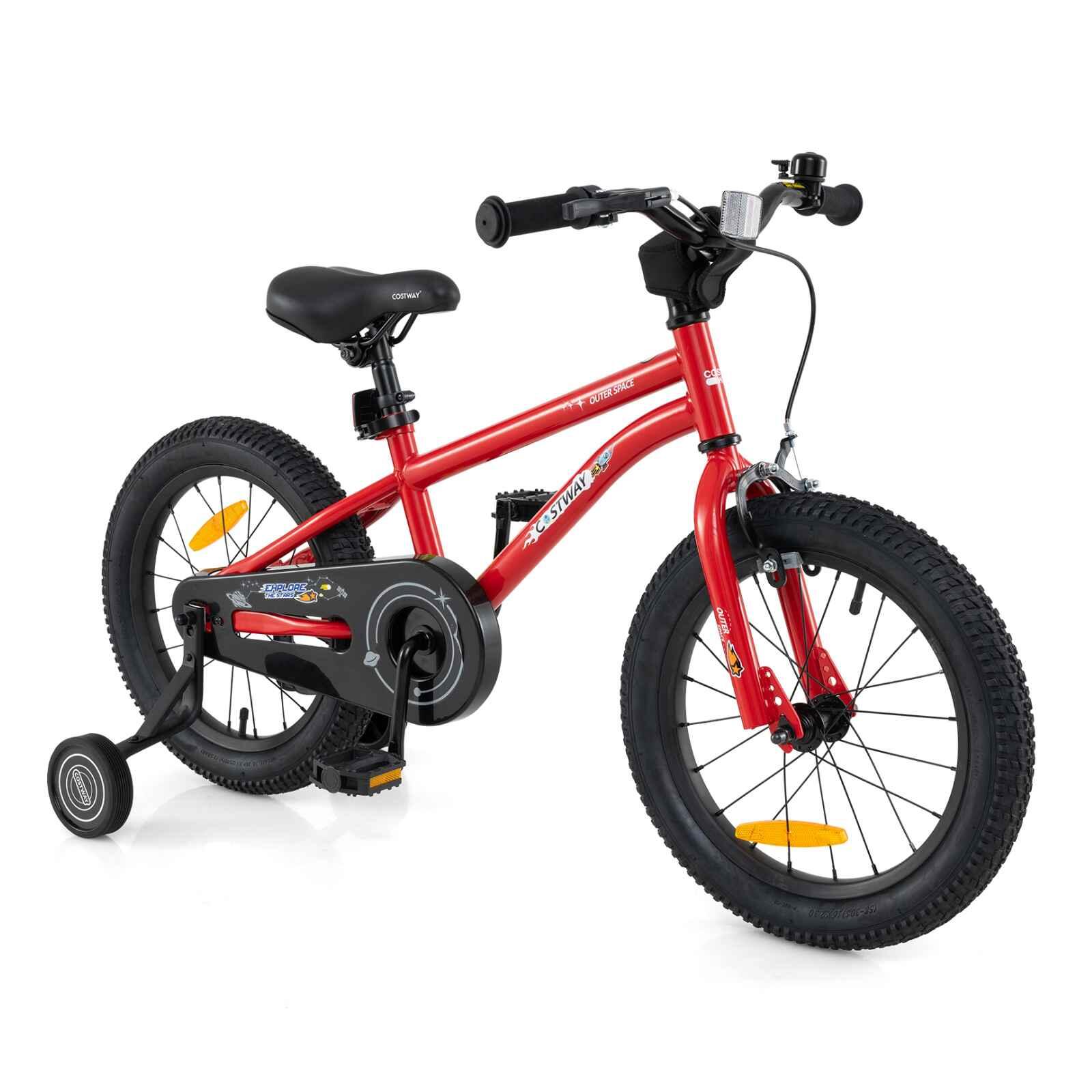 Costway Dual Brake System Bicycle with Adjustable Height and Training Wheels