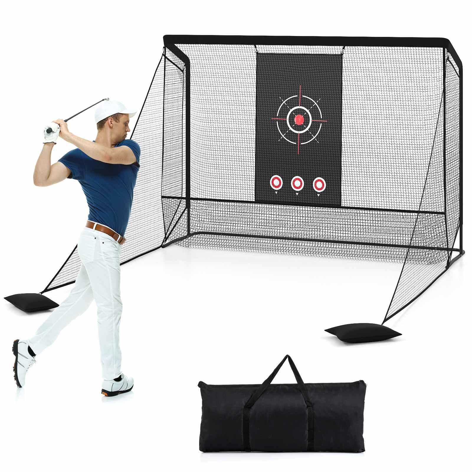 Costway Golf Practice Net Hitting Chipping Cage Driving Training Aid Kit Metal