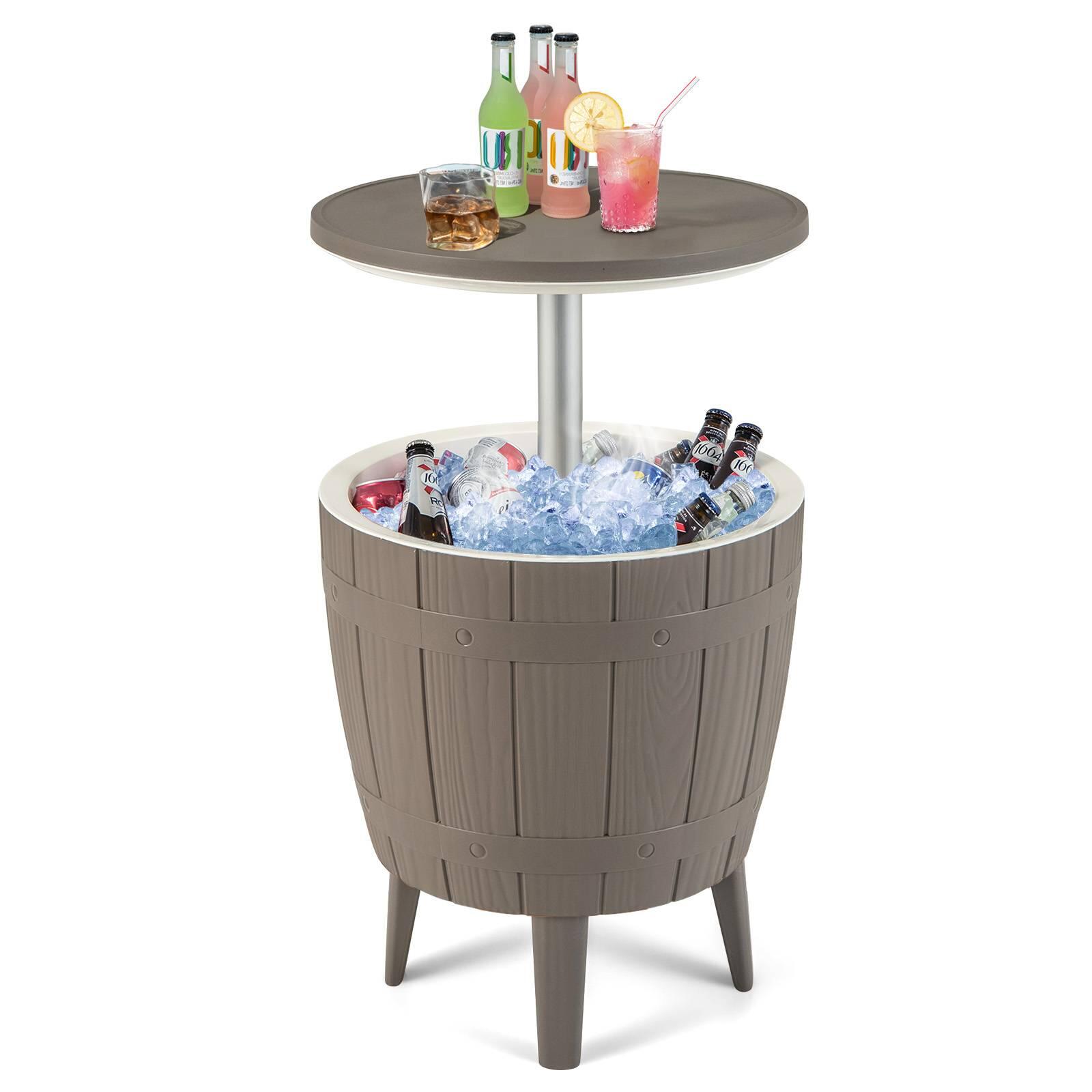 Costway 37L Ice Bucket Cooler Bar Table Icebox Outdoor Drink Storage Box