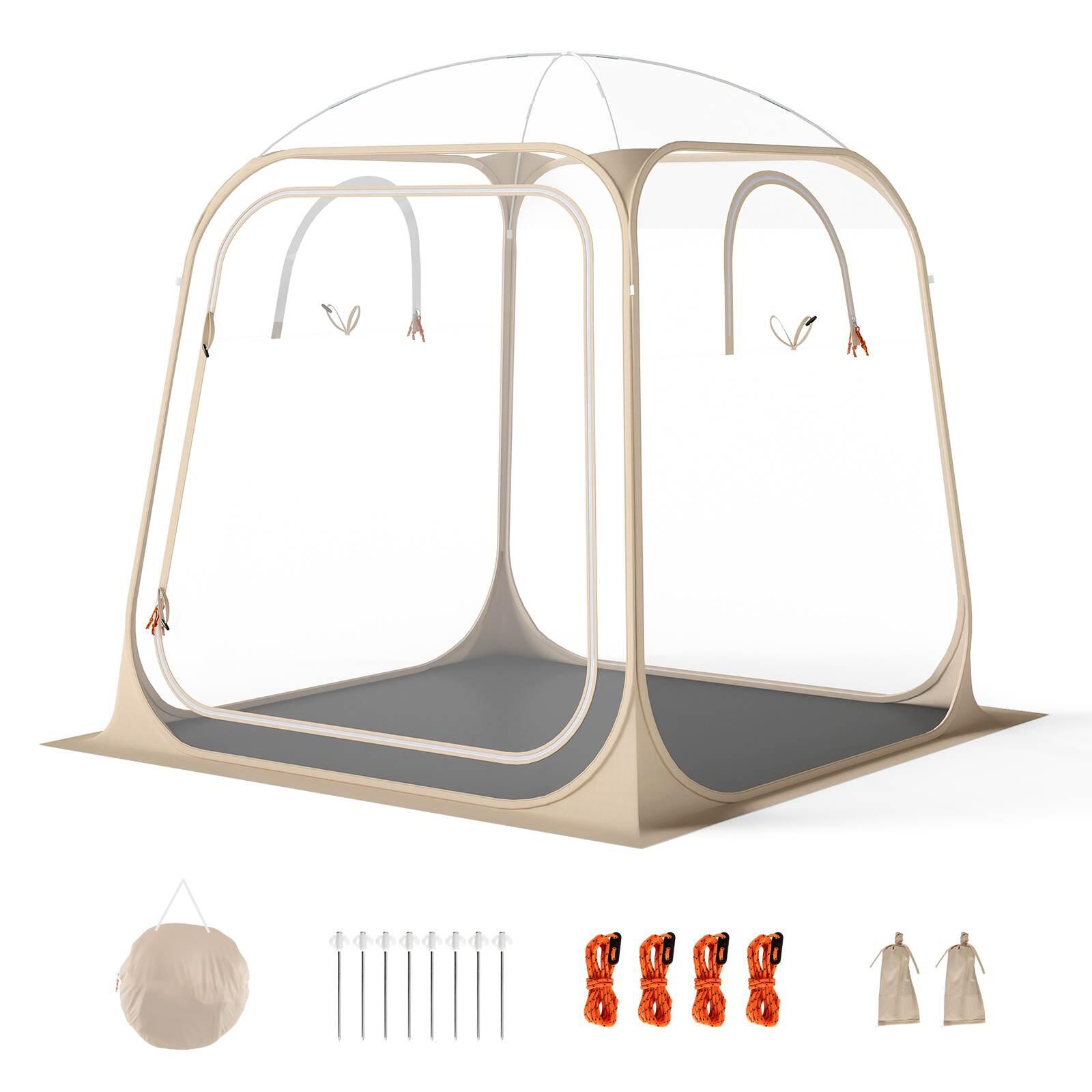 Costway 215x215CM Pop Up Sports Tent Clear Bubble Waterproof Pod Shelter