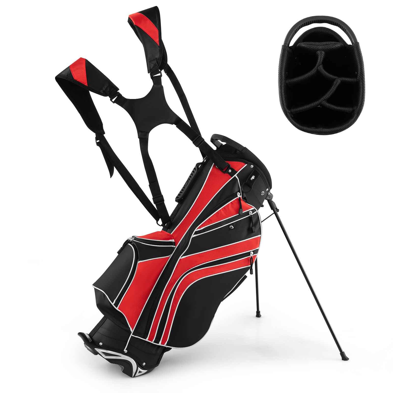 Costway Golf Stand Bag 6 Way Top Dividers Travel Bag with Cooler and Pockets