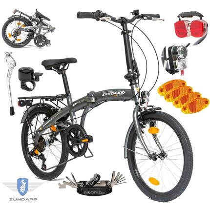 Rower Męski Damski Składany Miejski 20" SHIMANO Składak Oświetlenie Stopka