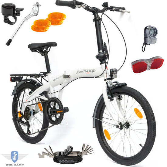 Rower Damski Męski Składany Miejski 20 SHIMANO Bagażnik Oświetlenie Stopka