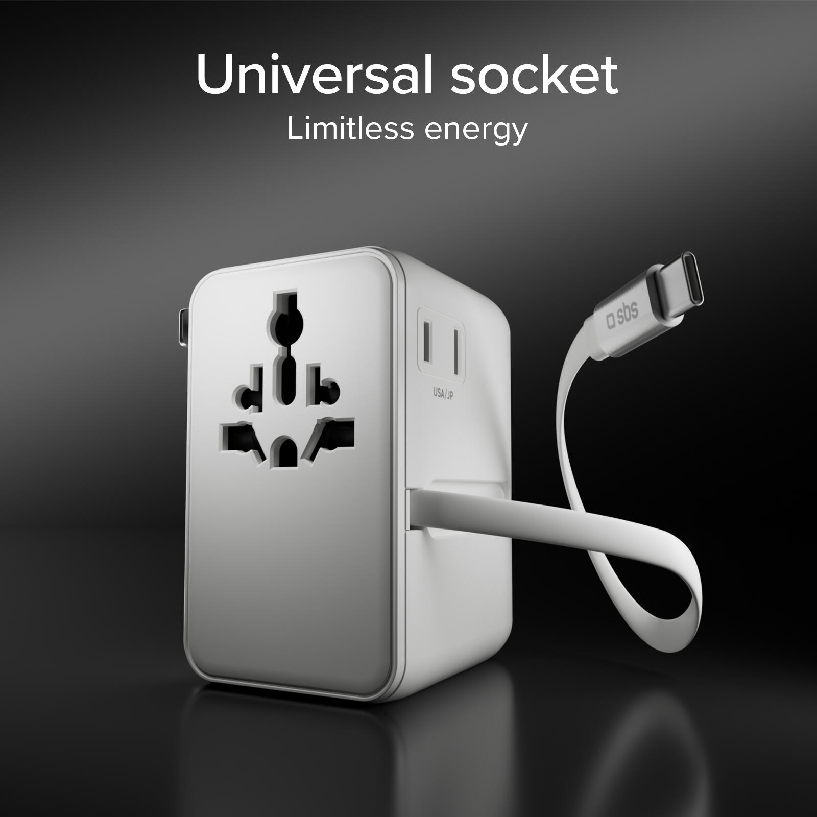 Adaptateur de voyage universel avec câble USB-C intégré 3/7