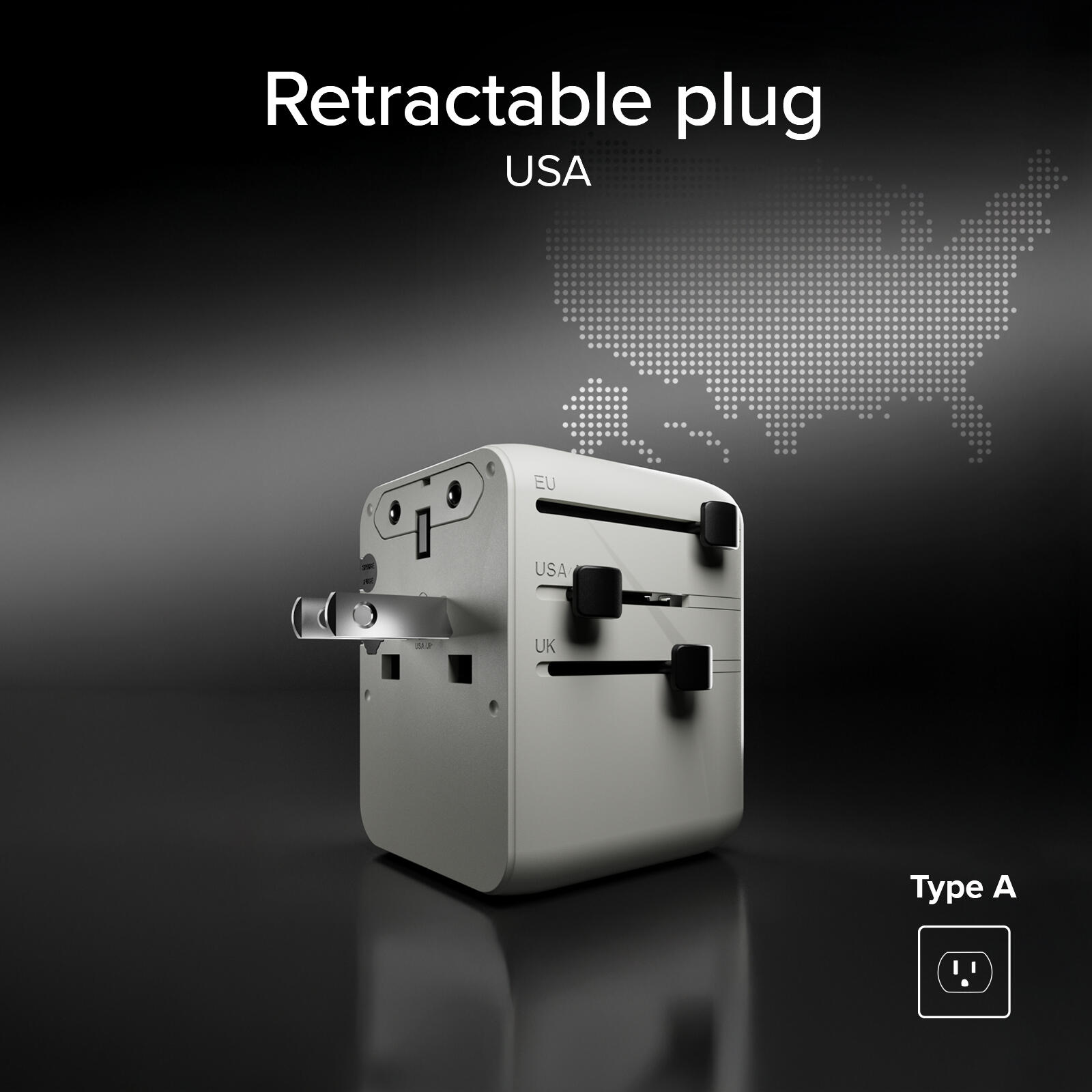 Adaptateur de voyage universel avec câble USB-C intégré 6/7